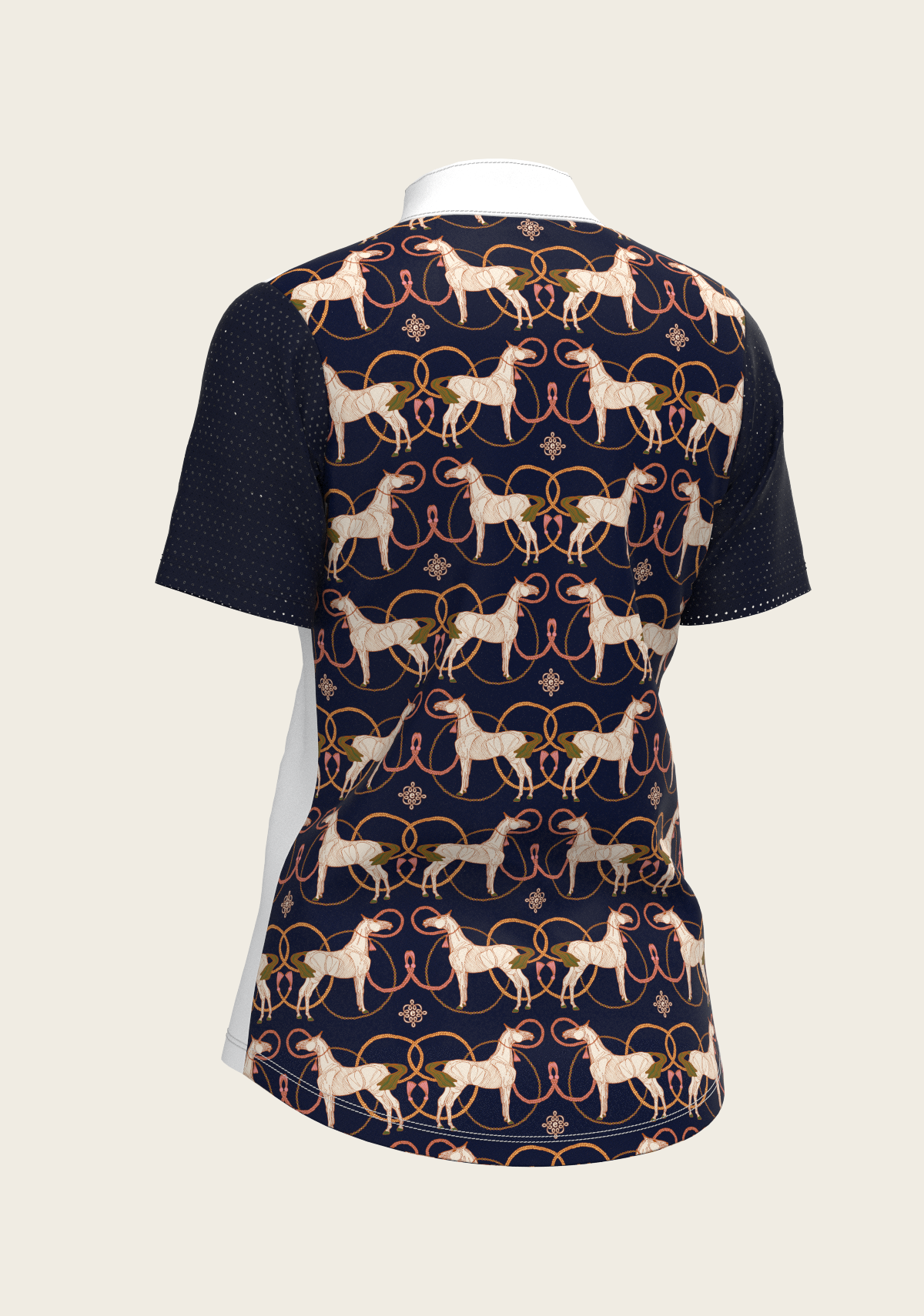 Espoir - Roped Horses on Navy Short Sleeve Show Shirt