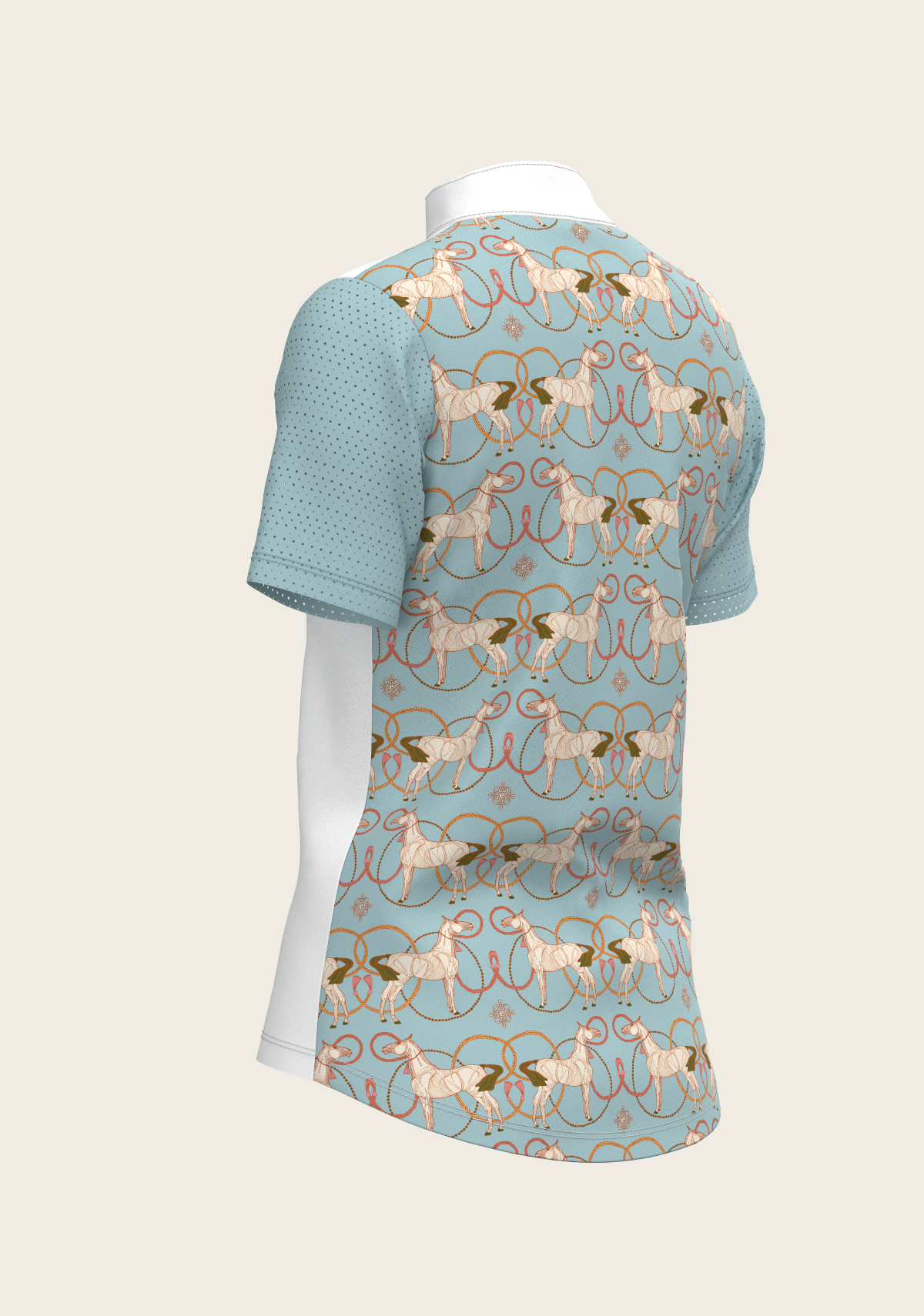 Espoir - Roped Horses on Sky Blue Short Sleeve Show Shirt