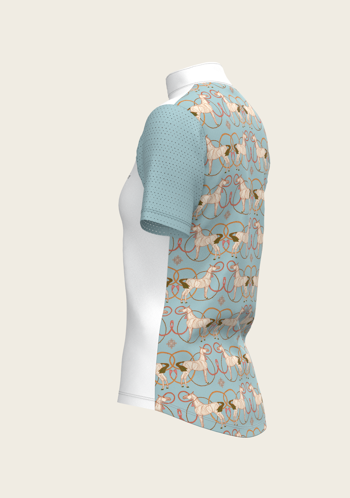 Espoir - Roped Horses on Sky Blue Short Sleeve Show Shirt