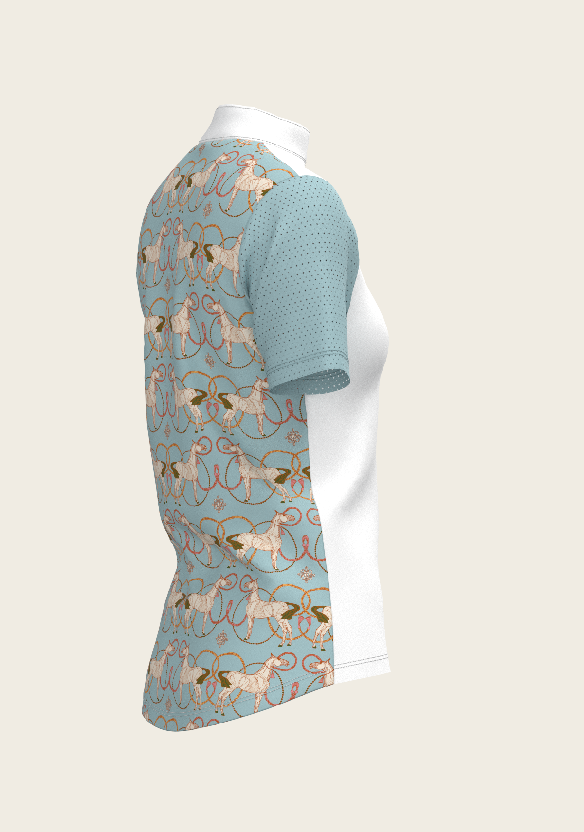 Espoir - Roped Horses on Sky Blue Short Sleeve Show Shirt