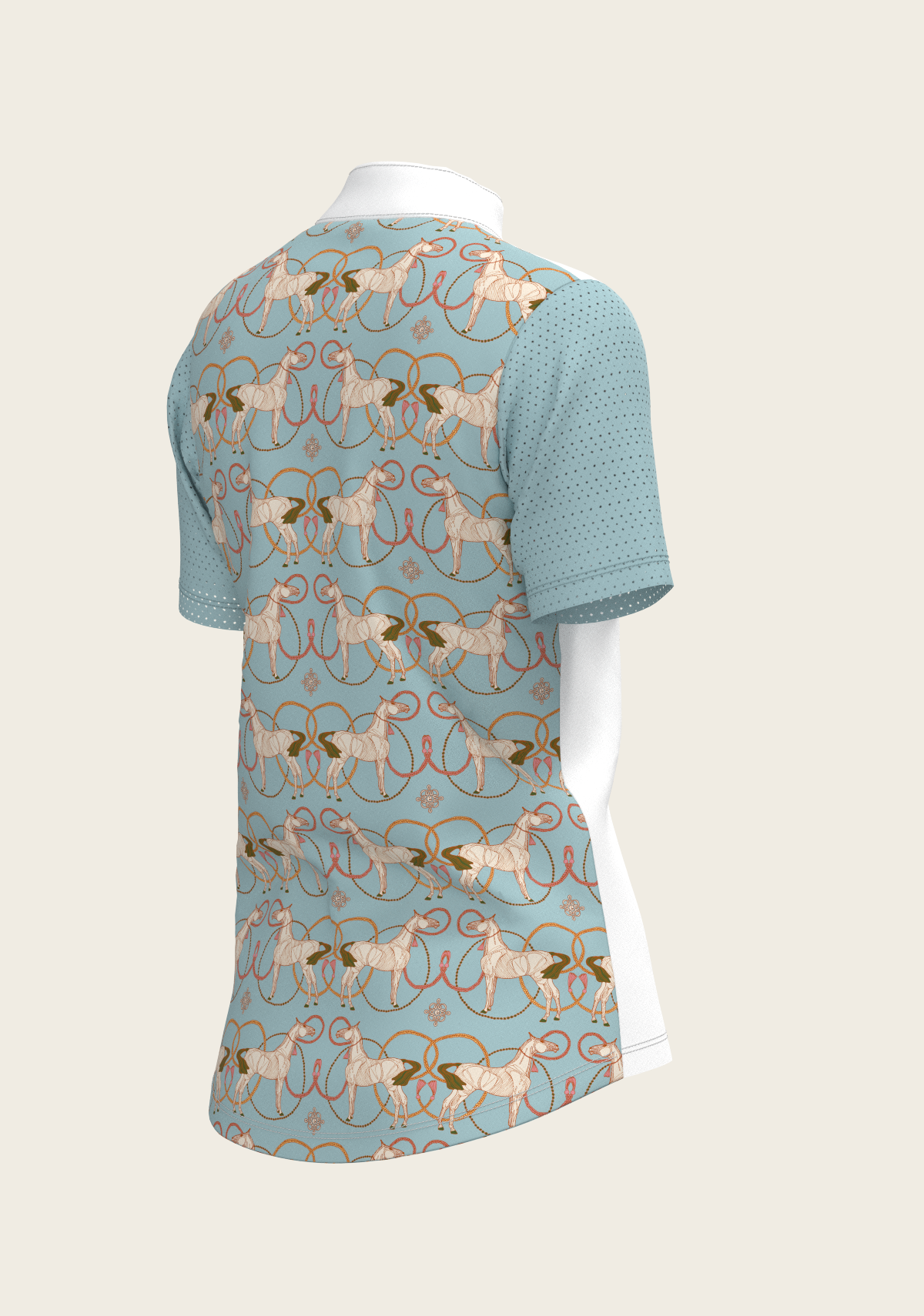 Espoir - Roped Horses on Sky Blue Short Sleeve Show Shirt