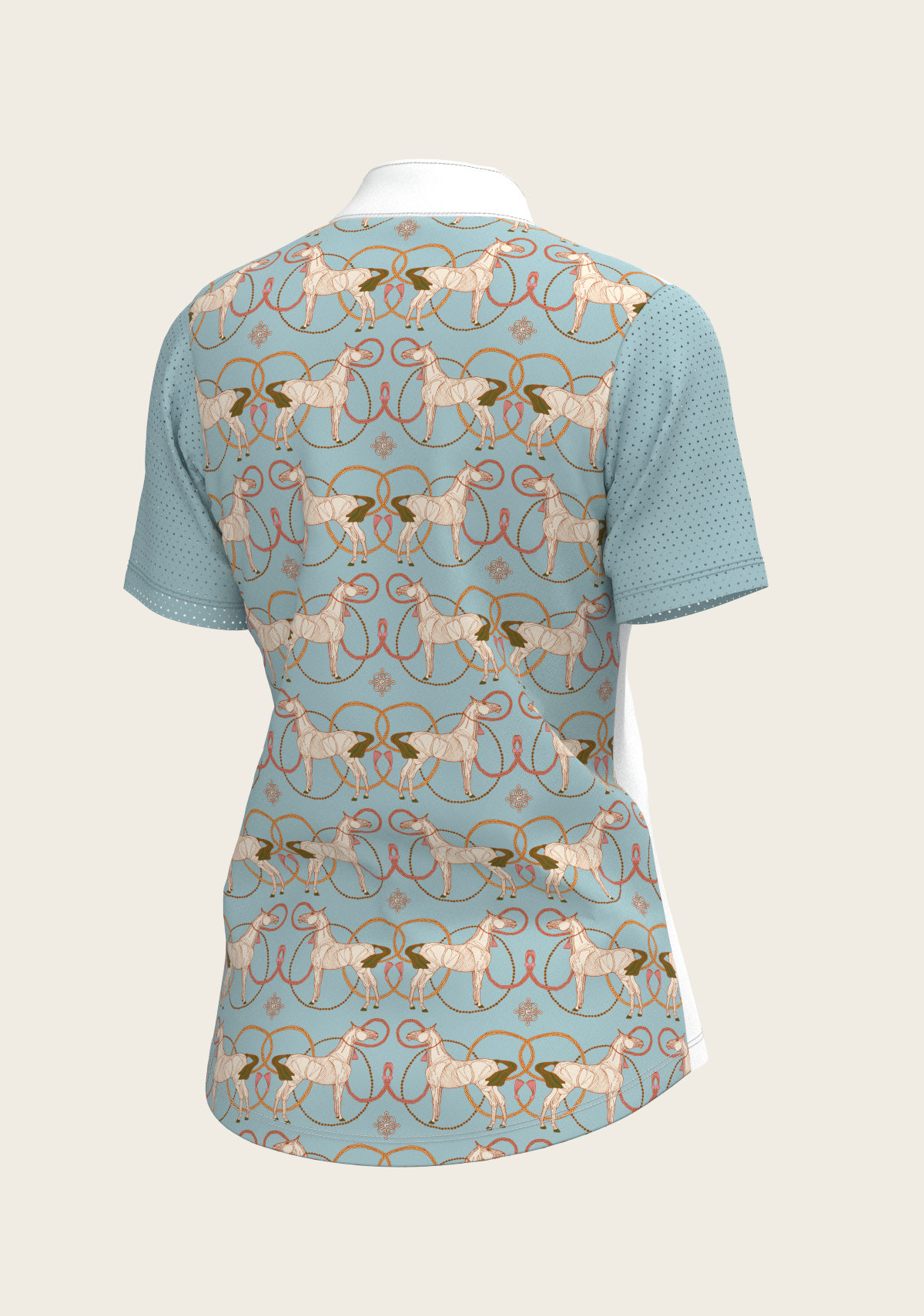 Espoir - Roped Horses on Sky Blue Short Sleeve Show Shirt