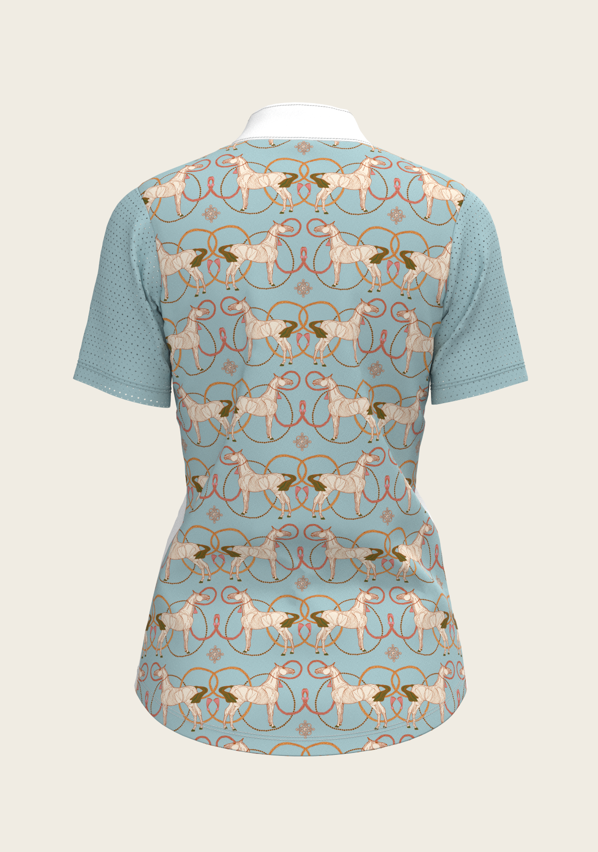 Espoir - Roped Horses on Sky Blue Short Sleeve Show Shirt