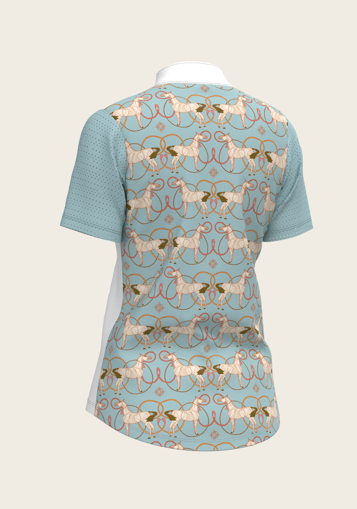 Espoir - Roped Horses on Sky Blue Short Sleeve Show Shirt