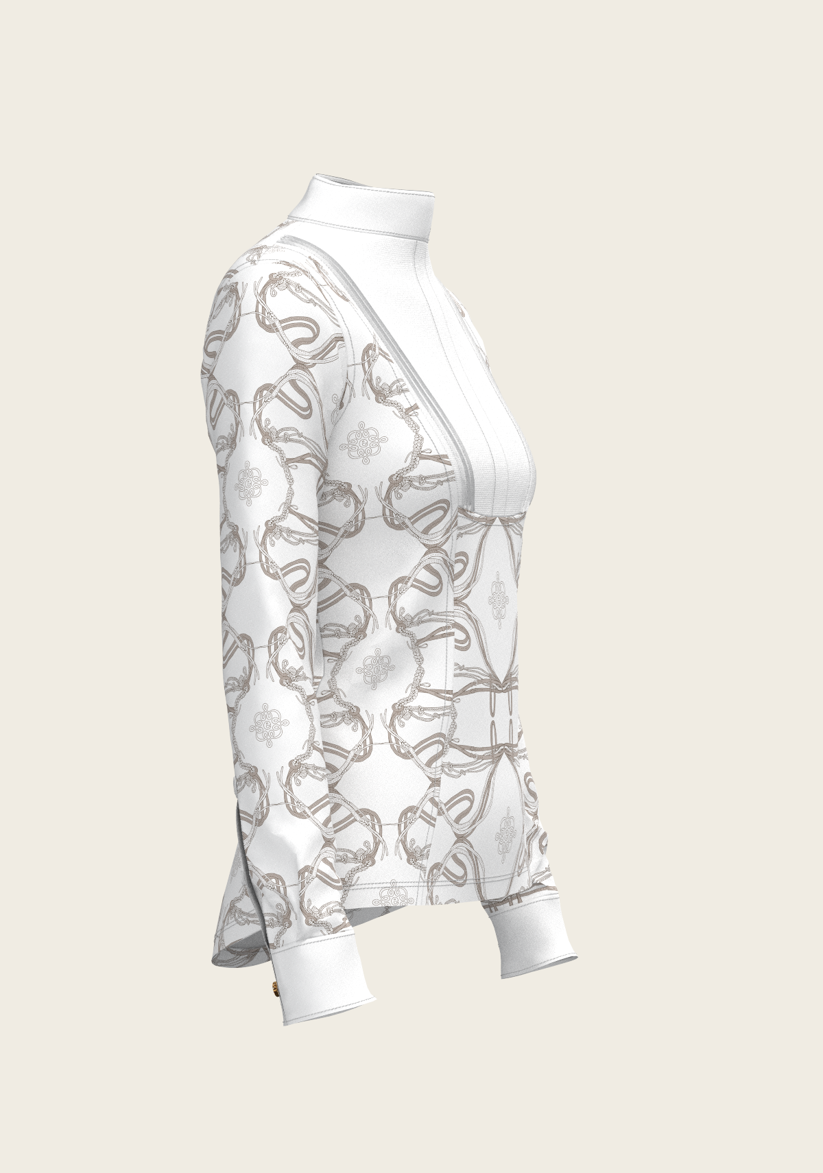Espoir - Short Pleated Roped Bridles on White Long Sleeve Show Shirt