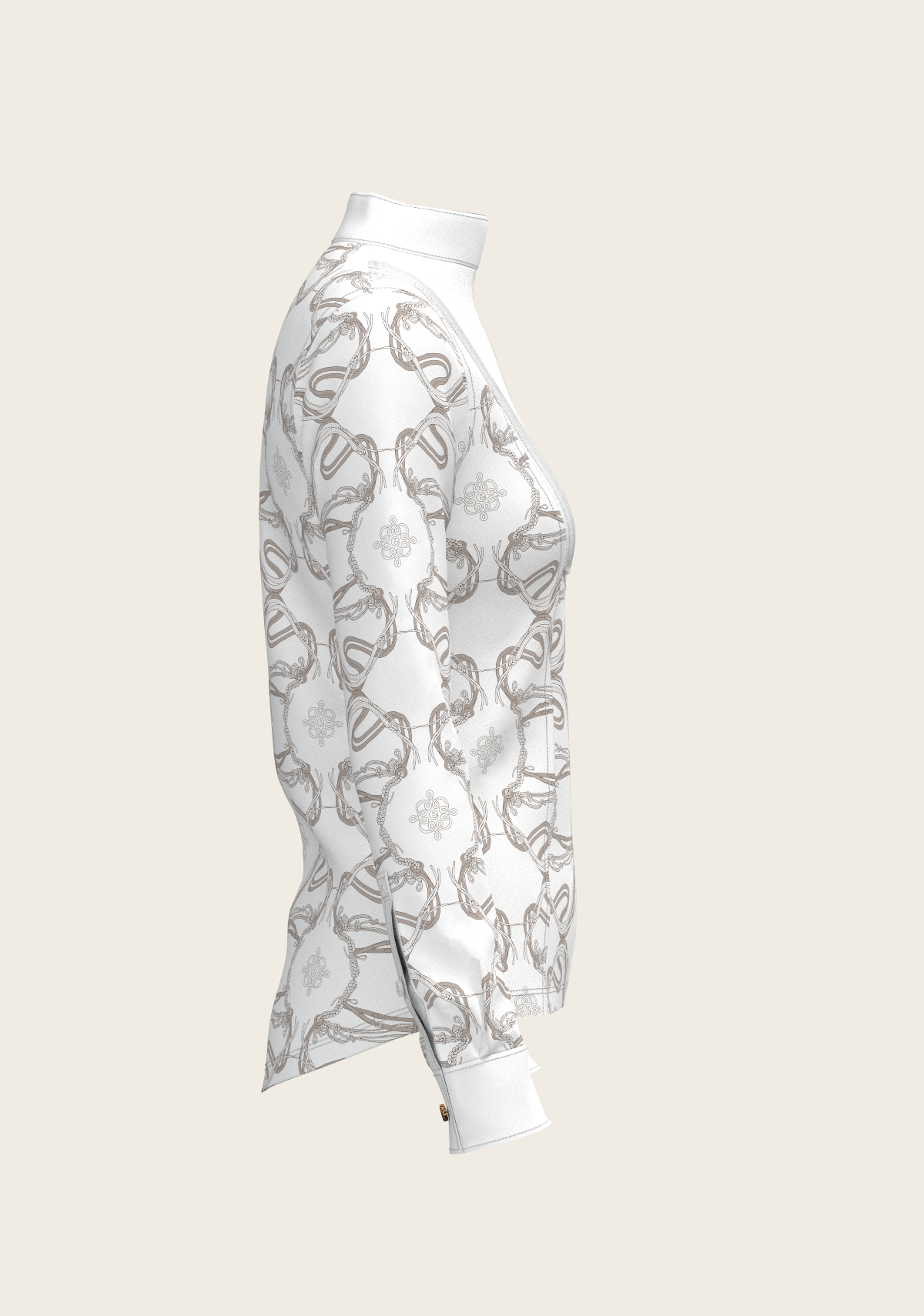 Espoir - Short Pleated Roped Bridles on White Long Sleeve Show Shirt