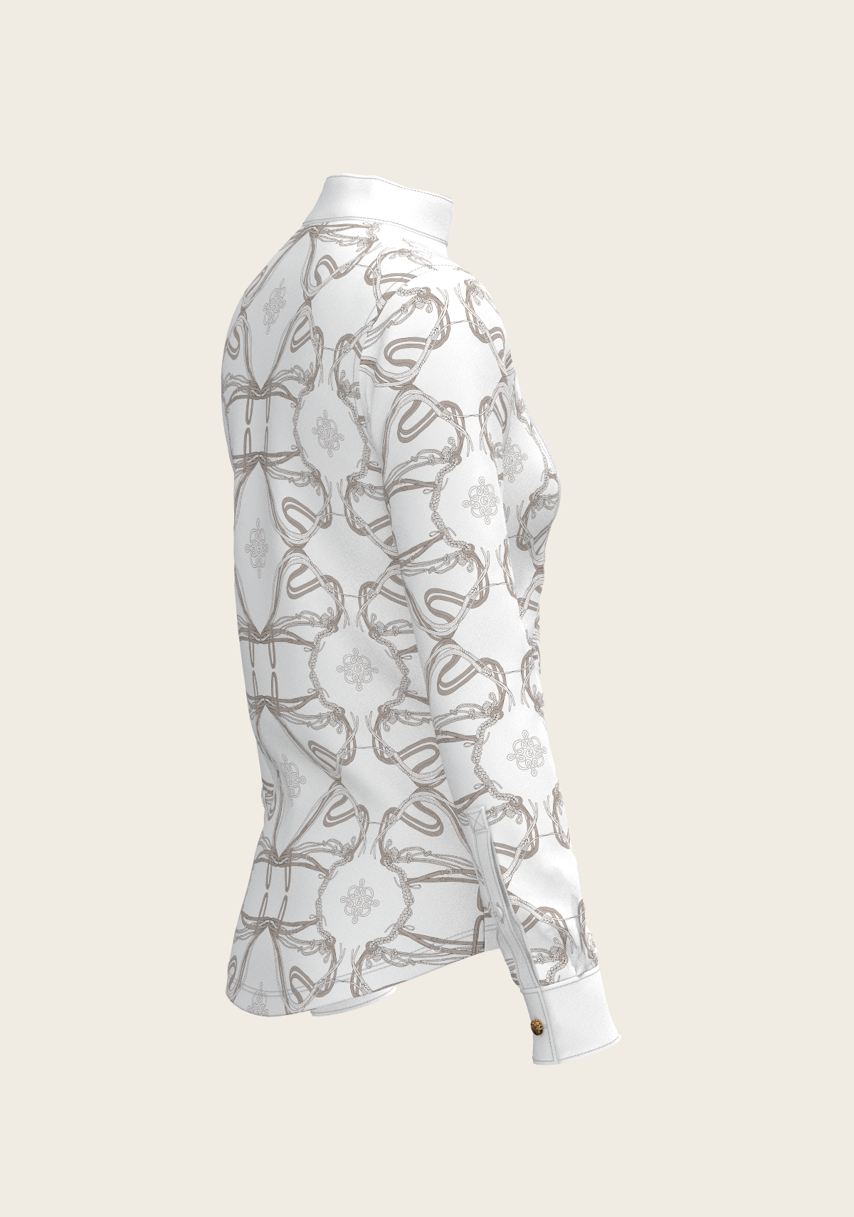 Espoir - Short Pleated Roped Bridles on White Long Sleeve Show Shirt