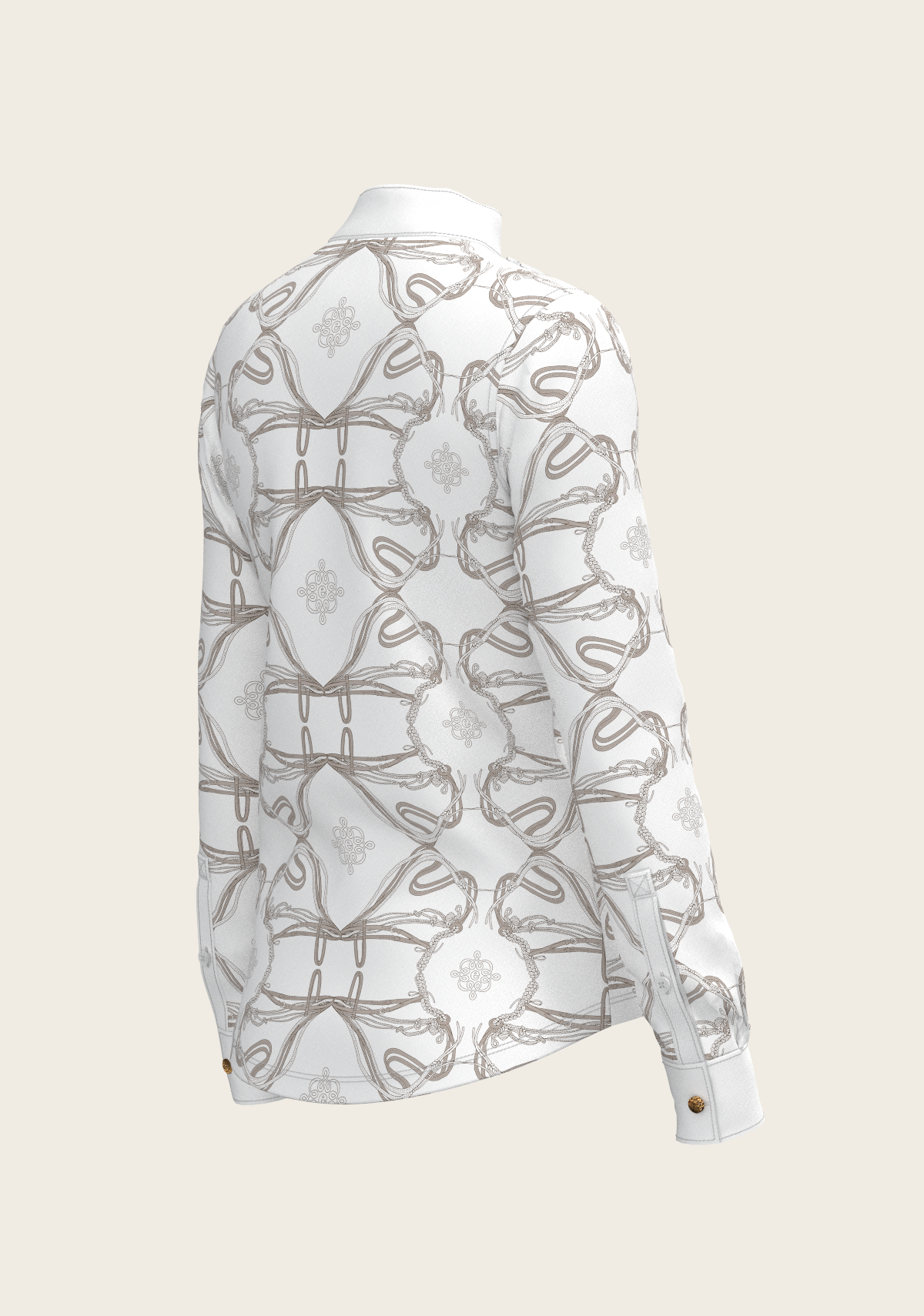 Espoir - Short Pleated Roped Bridles on White Long Sleeve Show Shirt