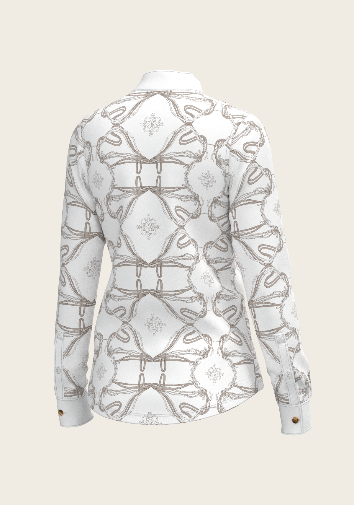 Espoir - Short Pleated Roped Bridles on White Long Sleeve Show Shirt