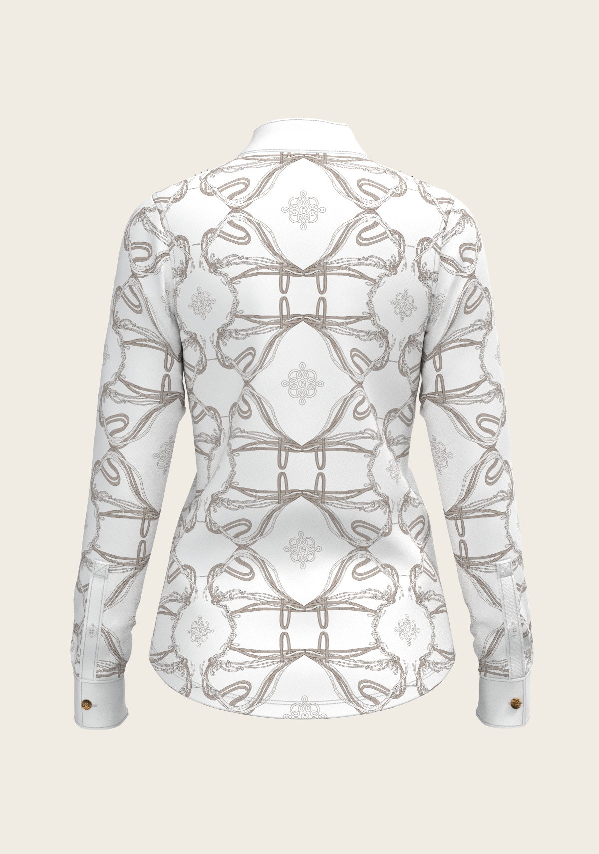 Espoir - Short Pleated Roped Bridles on White Long Sleeve Show Shirt