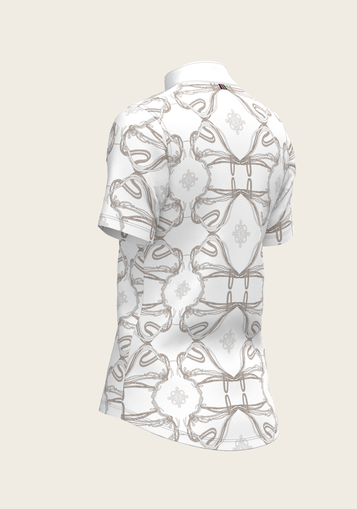 Espoir - Short Pleated Roped Bridles on White Short Sleeve Show Shirt