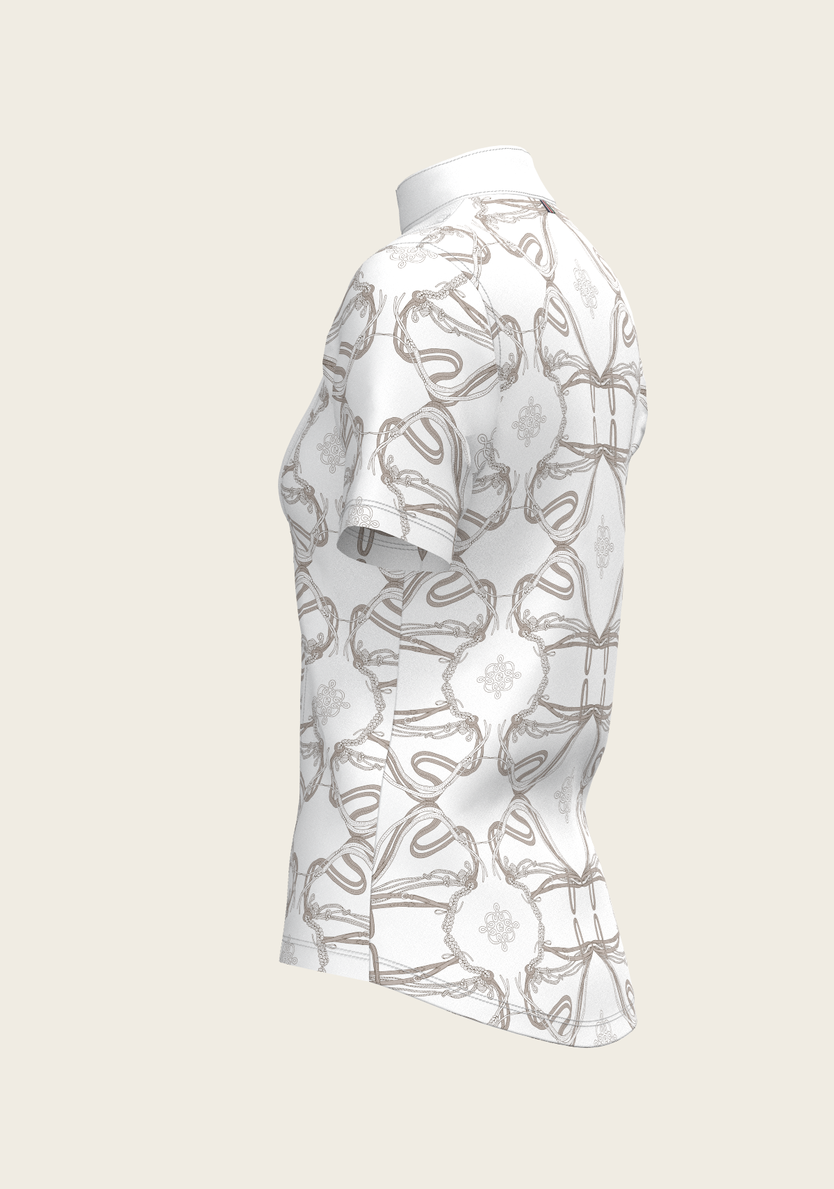 Espoir - Short Pleated Roped Bridles on White Short Sleeve Show Shirt