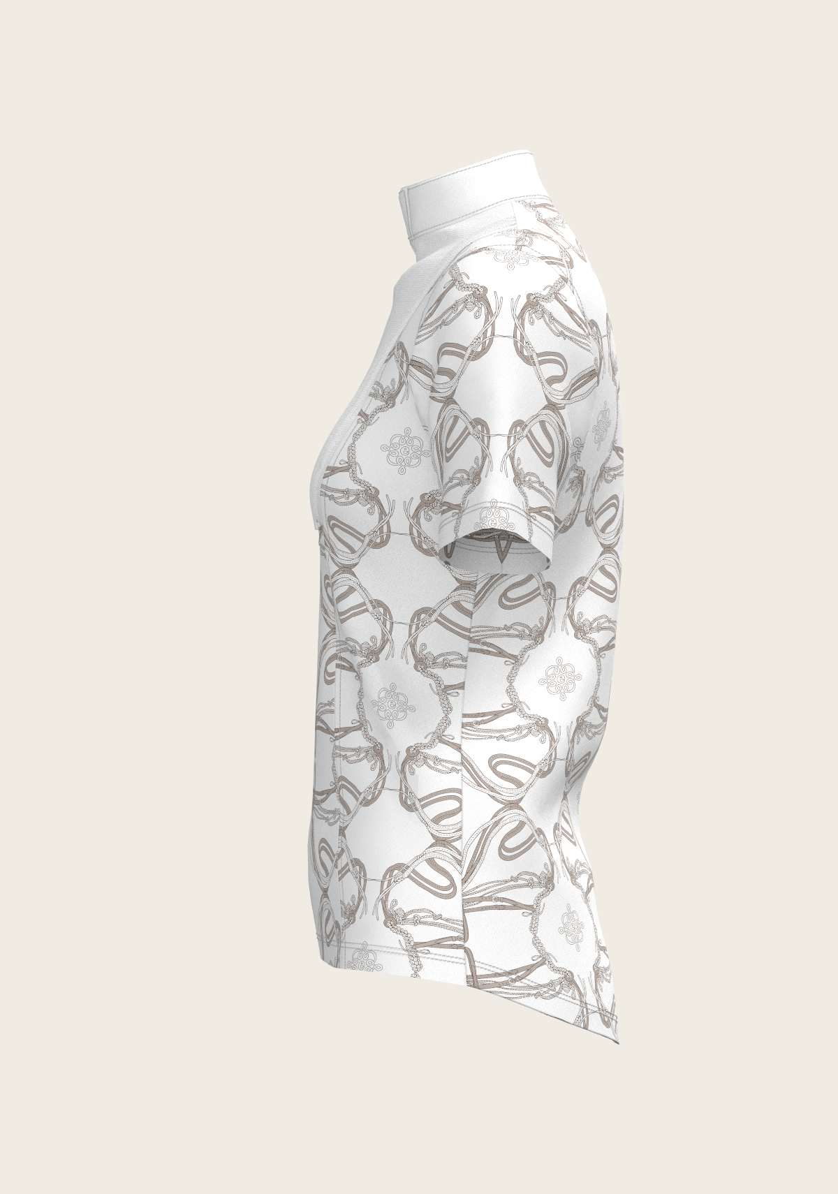Espoir - Short Pleated Roped Bridles on White Short Sleeve Show Shirt