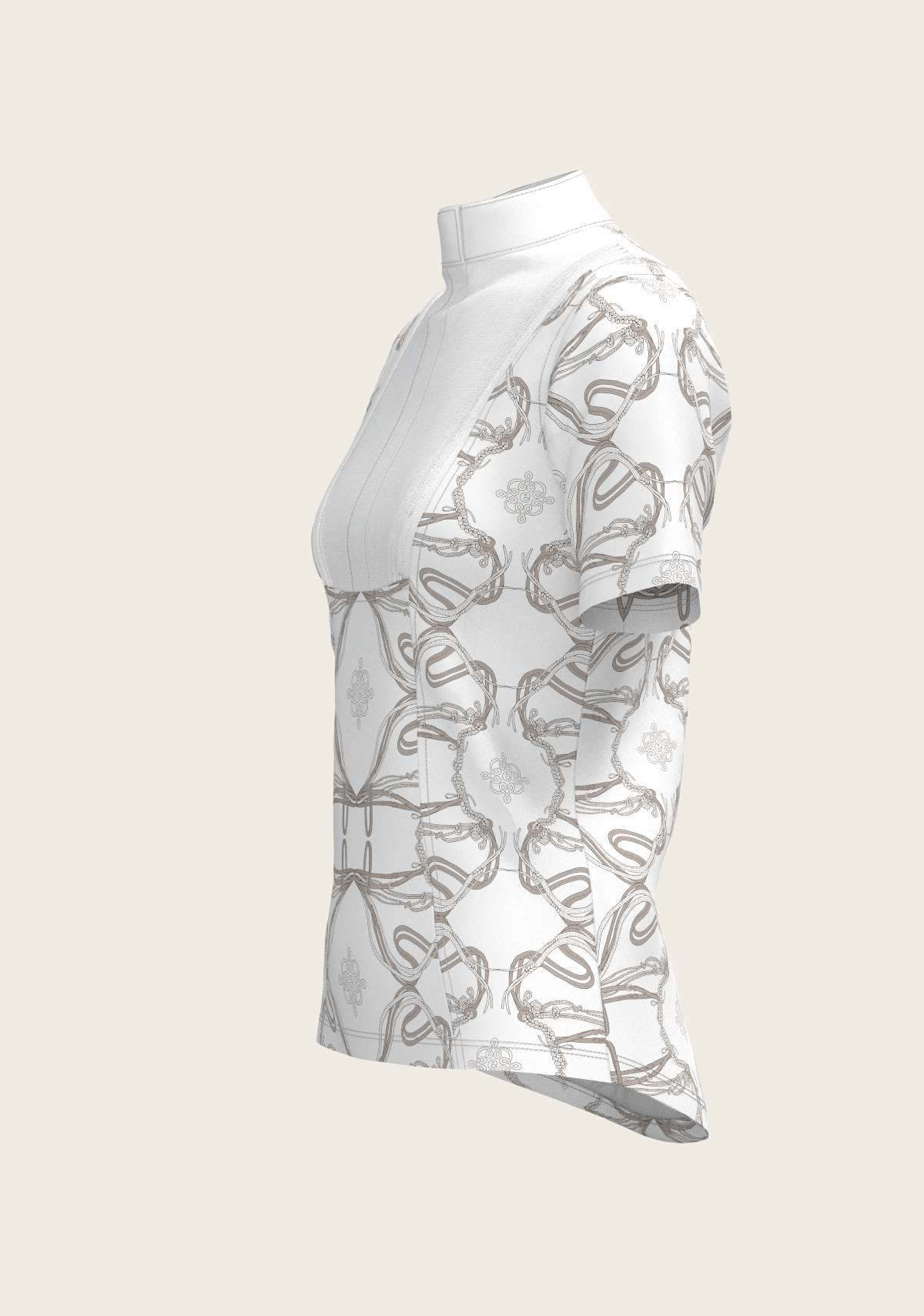 Espoir - Short Pleated Roped Bridles on White Short Sleeve Show Shirt
