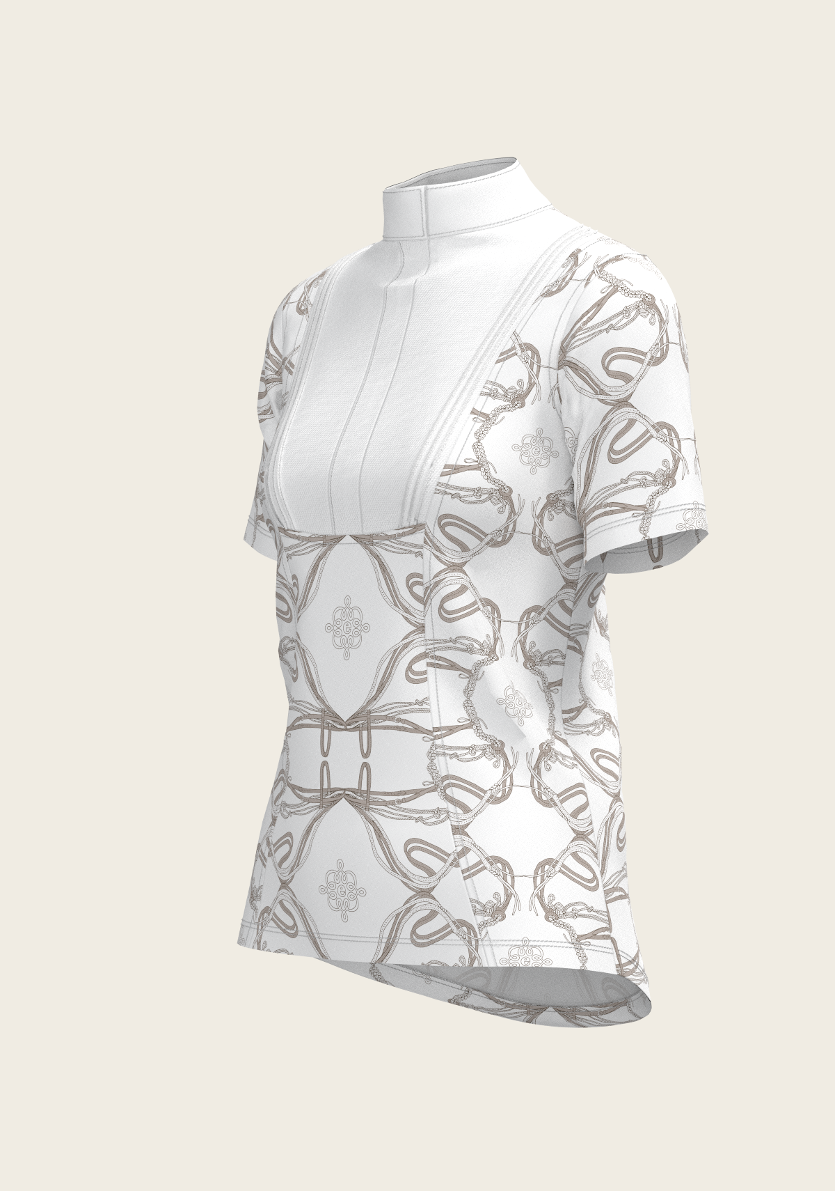 Espoir - Short Pleated Roped Bridles on White Short Sleeve Show Shirt