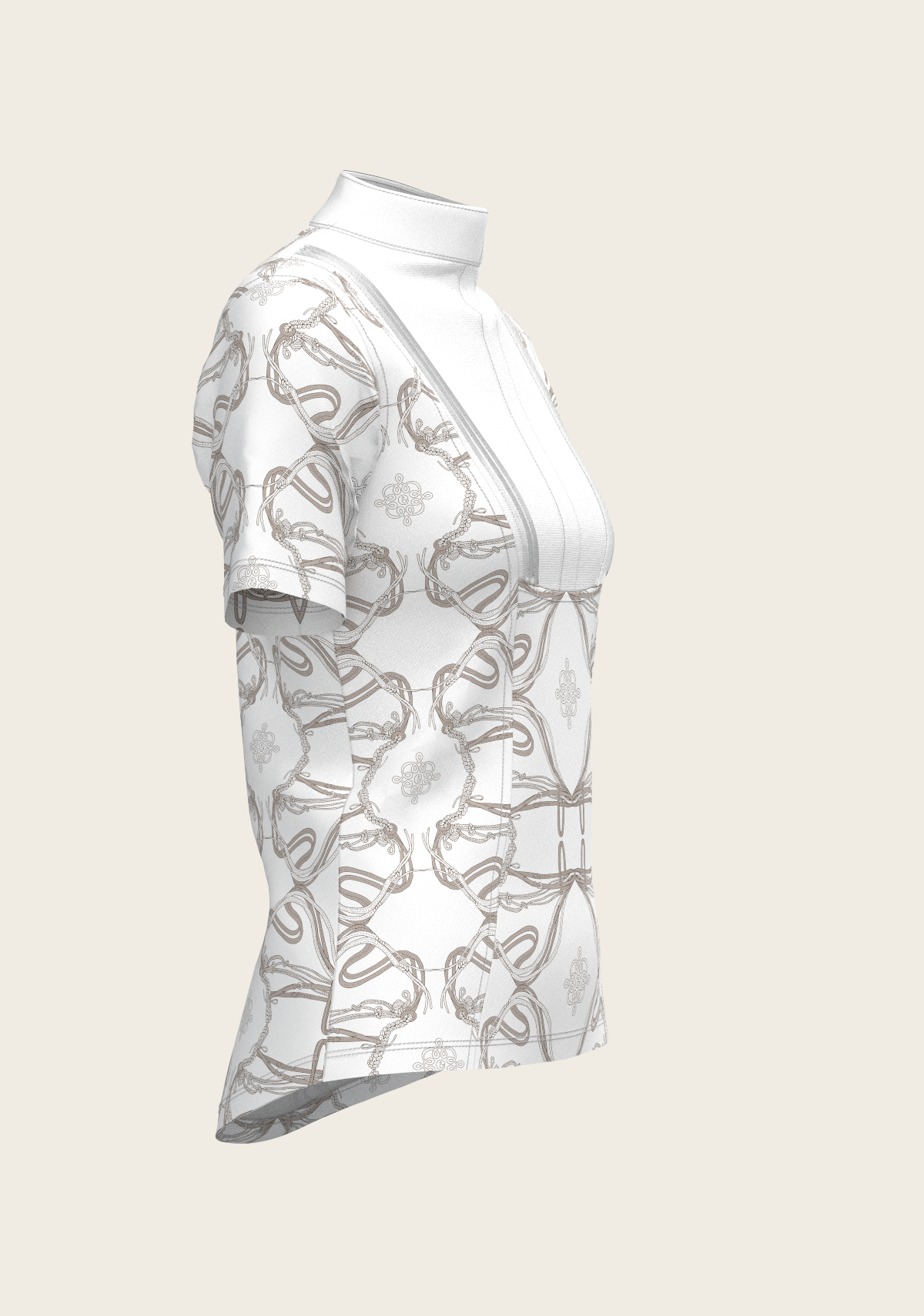 Espoir - Short Pleated Roped Bridles on White Short Sleeve Show Shirt