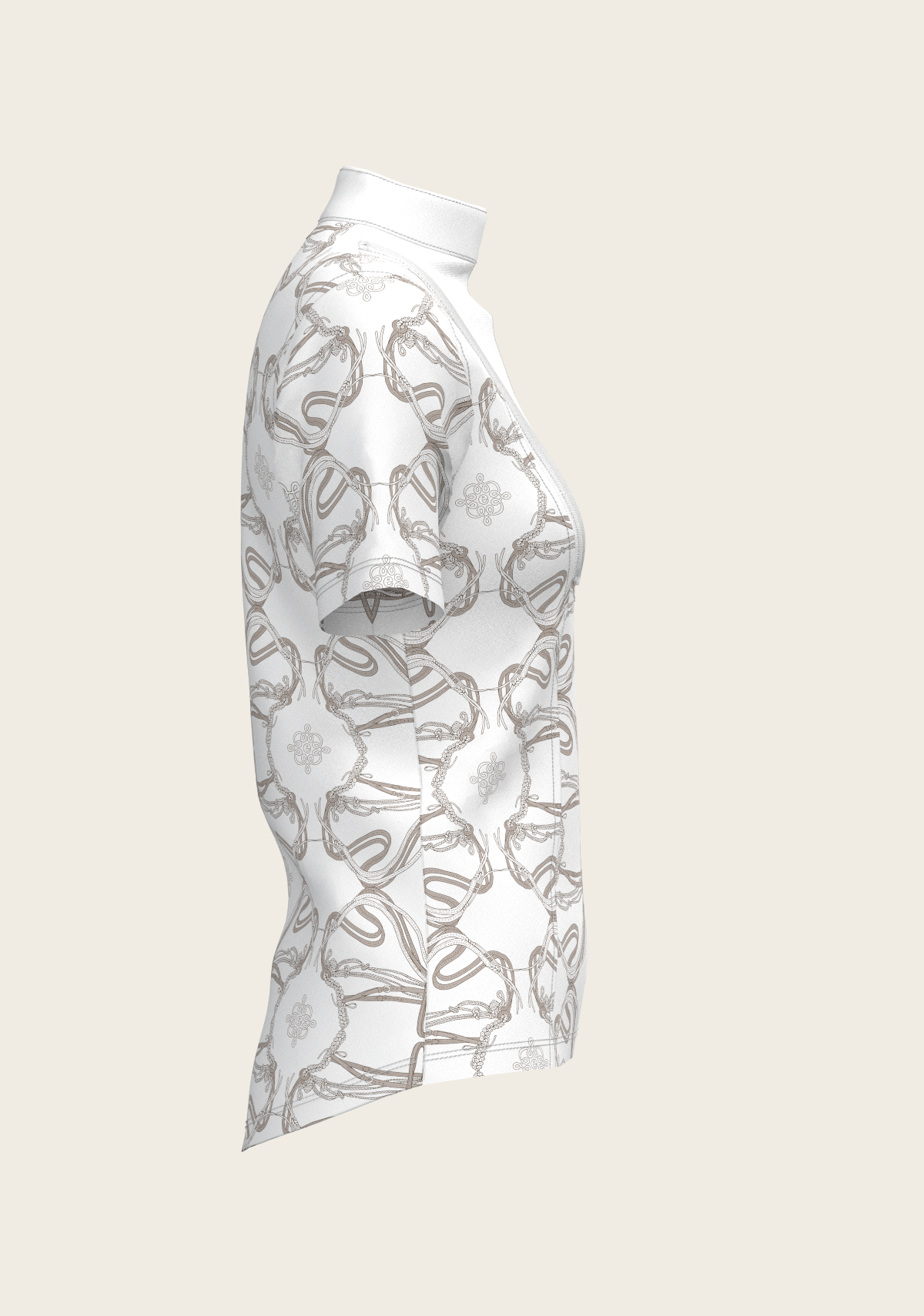 Espoir - Short Pleated Roped Bridles on White Short Sleeve Show Shirt