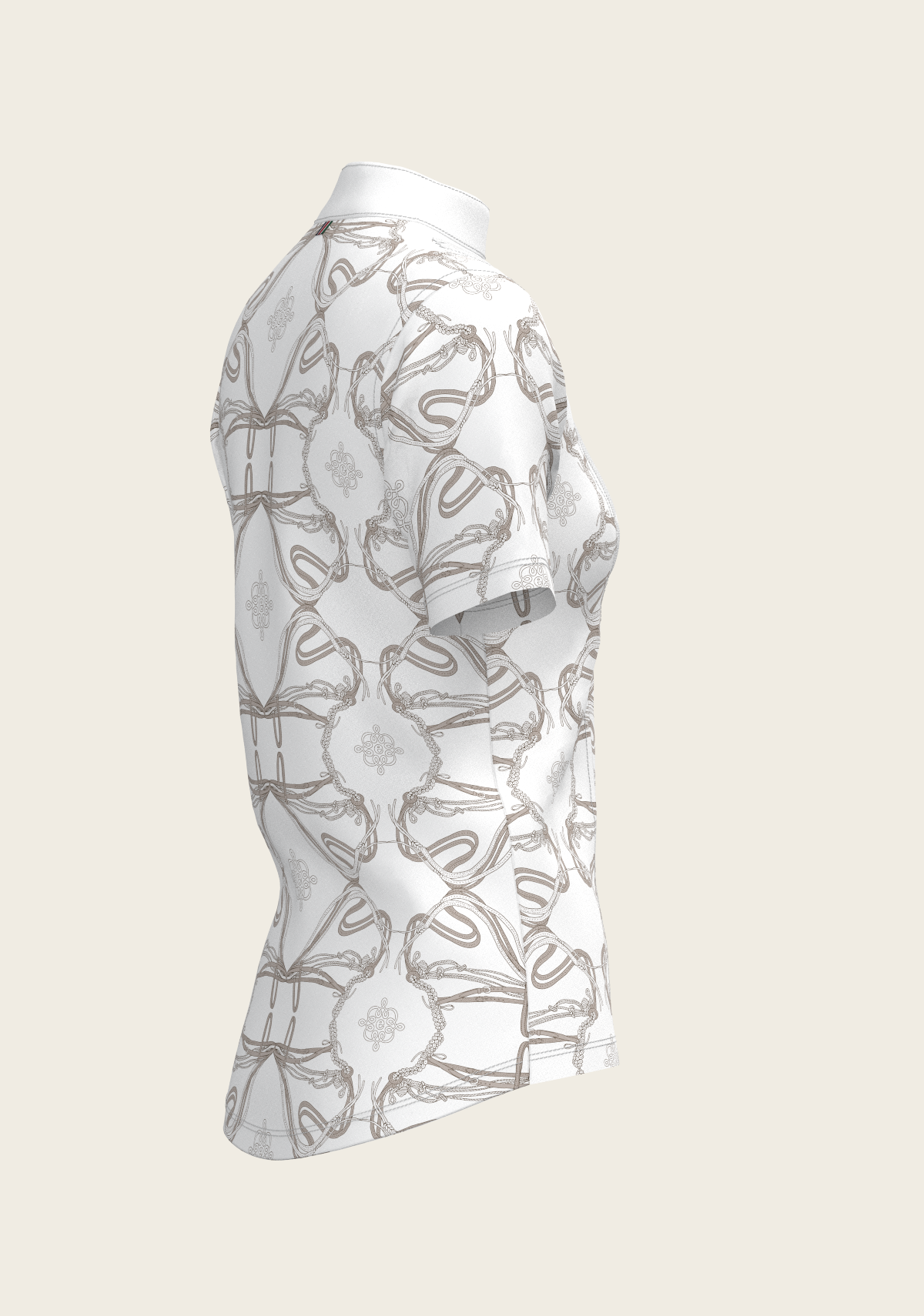 Espoir - Short Pleated Roped Bridles on White Short Sleeve Show Shirt