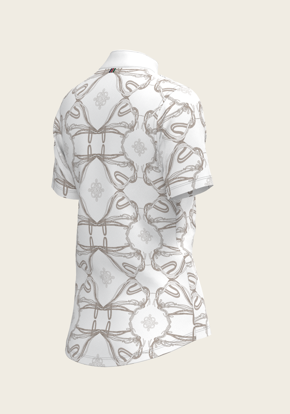 Espoir - Short Pleated Roped Bridles on White Short Sleeve Show Shirt