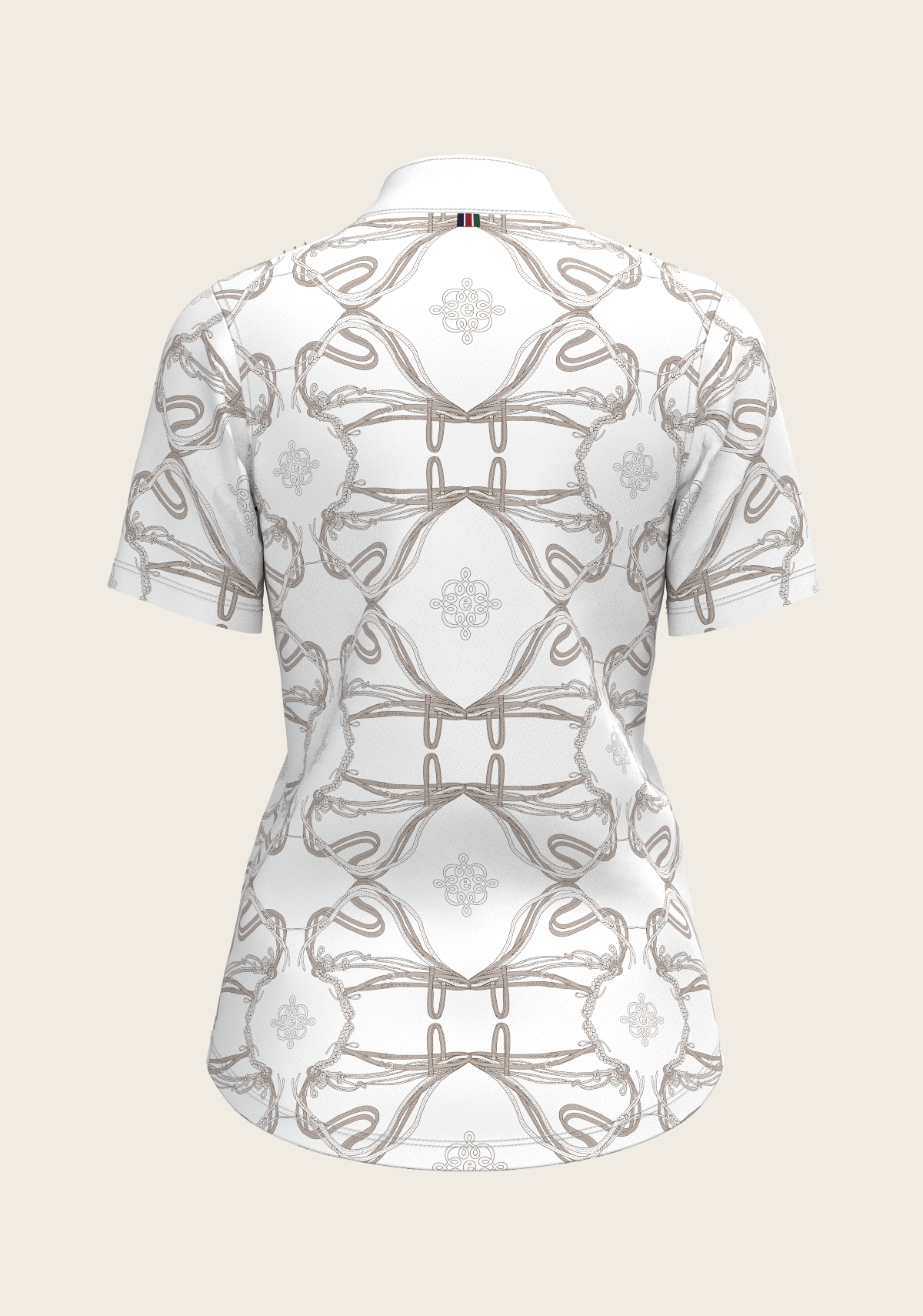 Espoir - Short Pleated Roped Bridles on White Short Sleeve Show Shirt