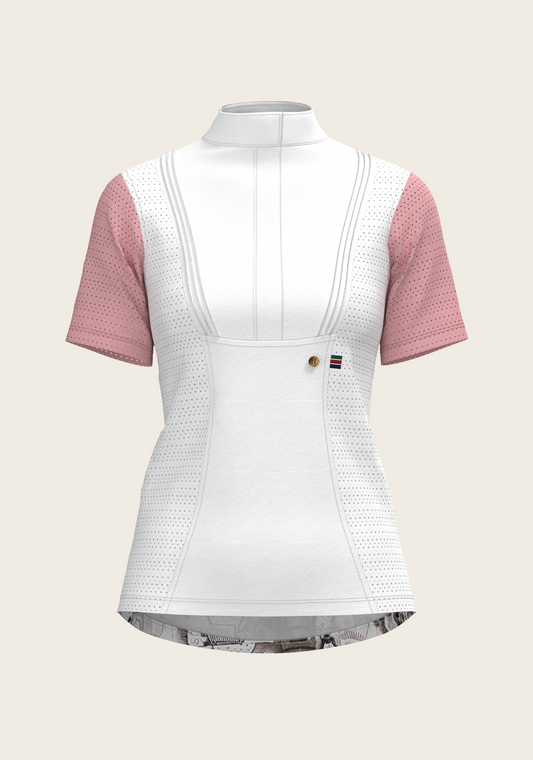 Espoir - The Horse Fair Monochrome Short Pleated with Rose Short Sleeve Show Shirt