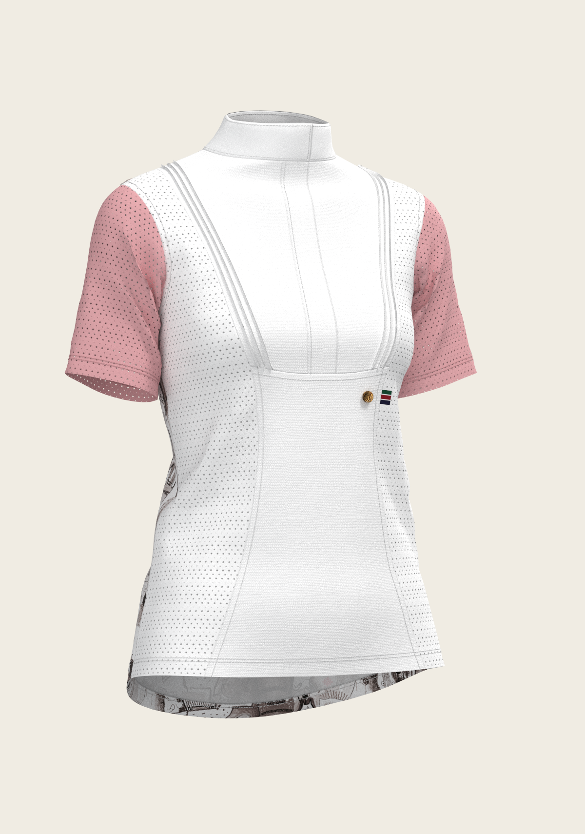 Espoir - The Horse Fair Monochrome Short Pleated with Rose Short Sleeve Show Shirt