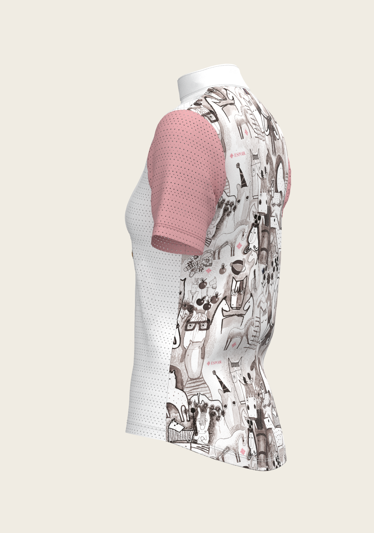 Espoir - The Horse Fair Monochrome Short Pleated with Rose Short Sleeve Show Shirt