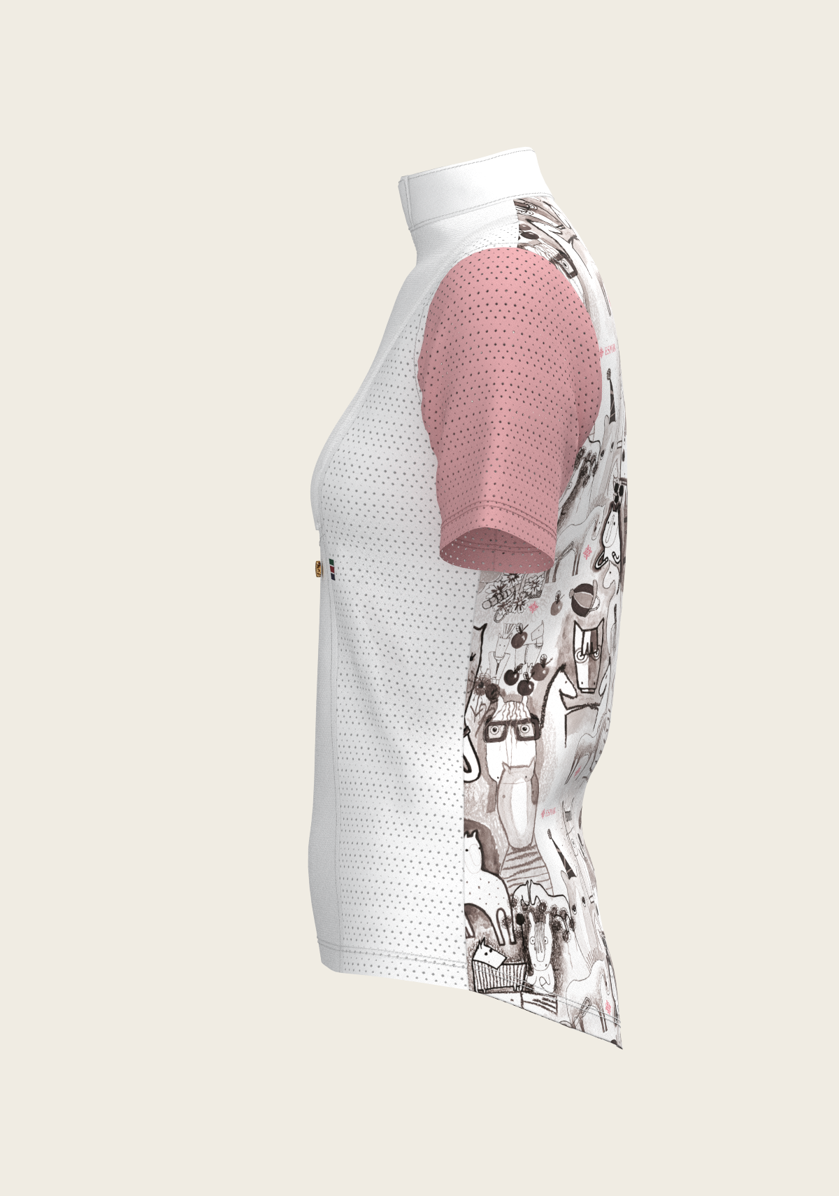 Espoir - The Horse Fair Monochrome Short Pleated with Rose Short Sleeve Show Shirt