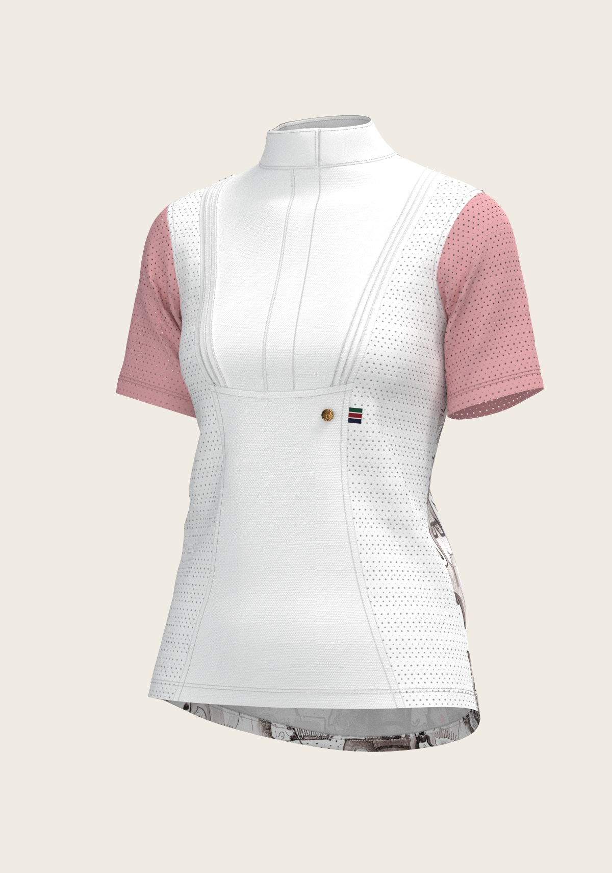 Espoir - The Horse Fair Monochrome Short Pleated with Rose Short Sleeve Show Shirt