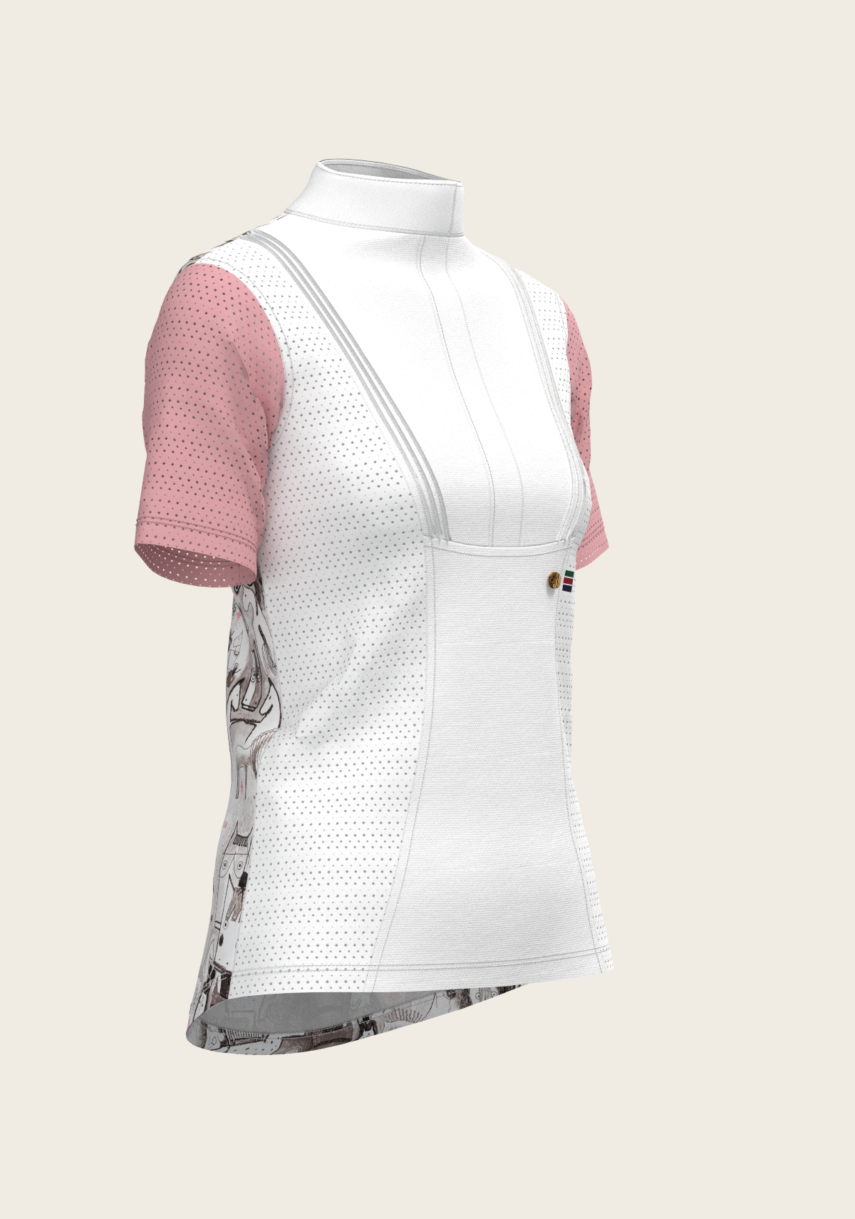 Espoir - The Horse Fair Monochrome Short Pleated with Rose Short Sleeve Show Shirt