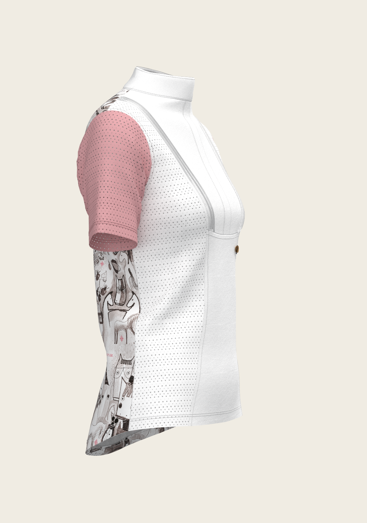 Espoir - The Horse Fair Monochrome Short Pleated with Rose Short Sleeve Show Shirt