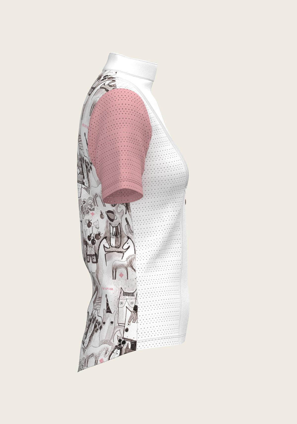 Espoir - The Horse Fair Monochrome Short Pleated with Rose Short Sleeve Show Shirt