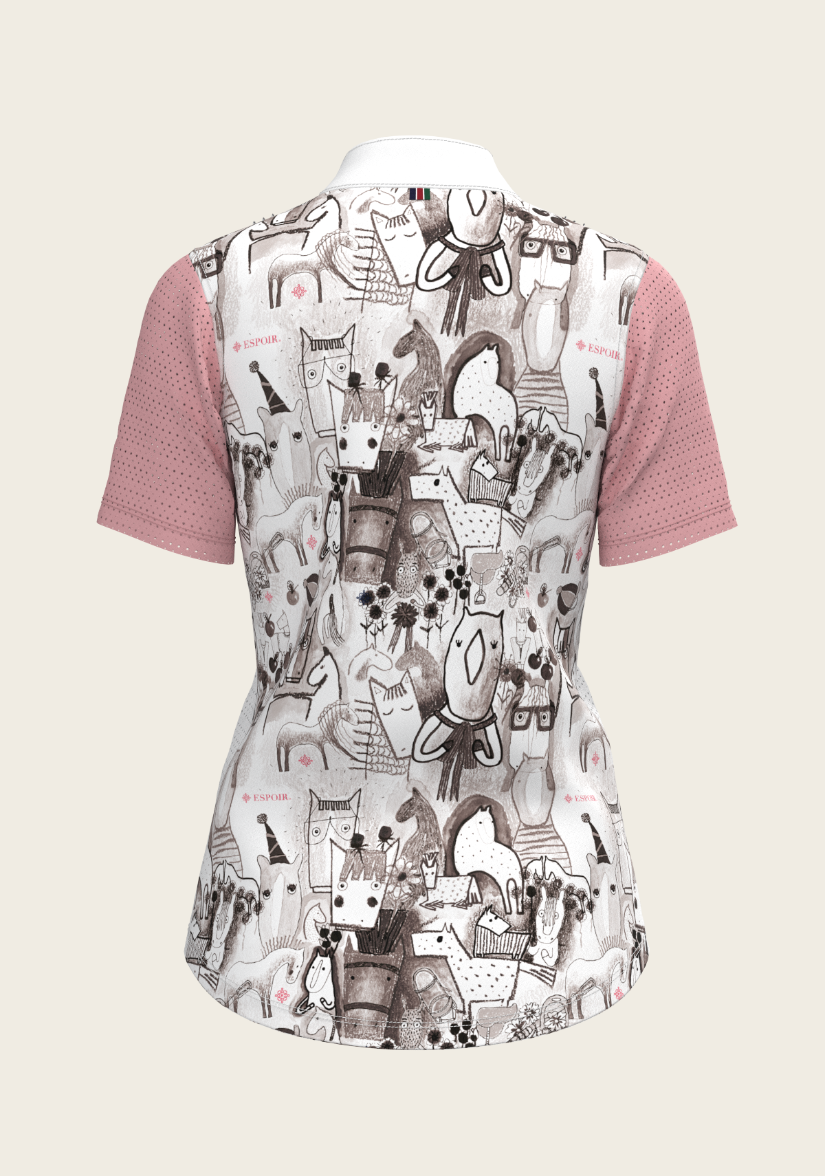 Espoir - The Horse Fair Monochrome Short Pleated with Rose Short Sleeve Show Shirt