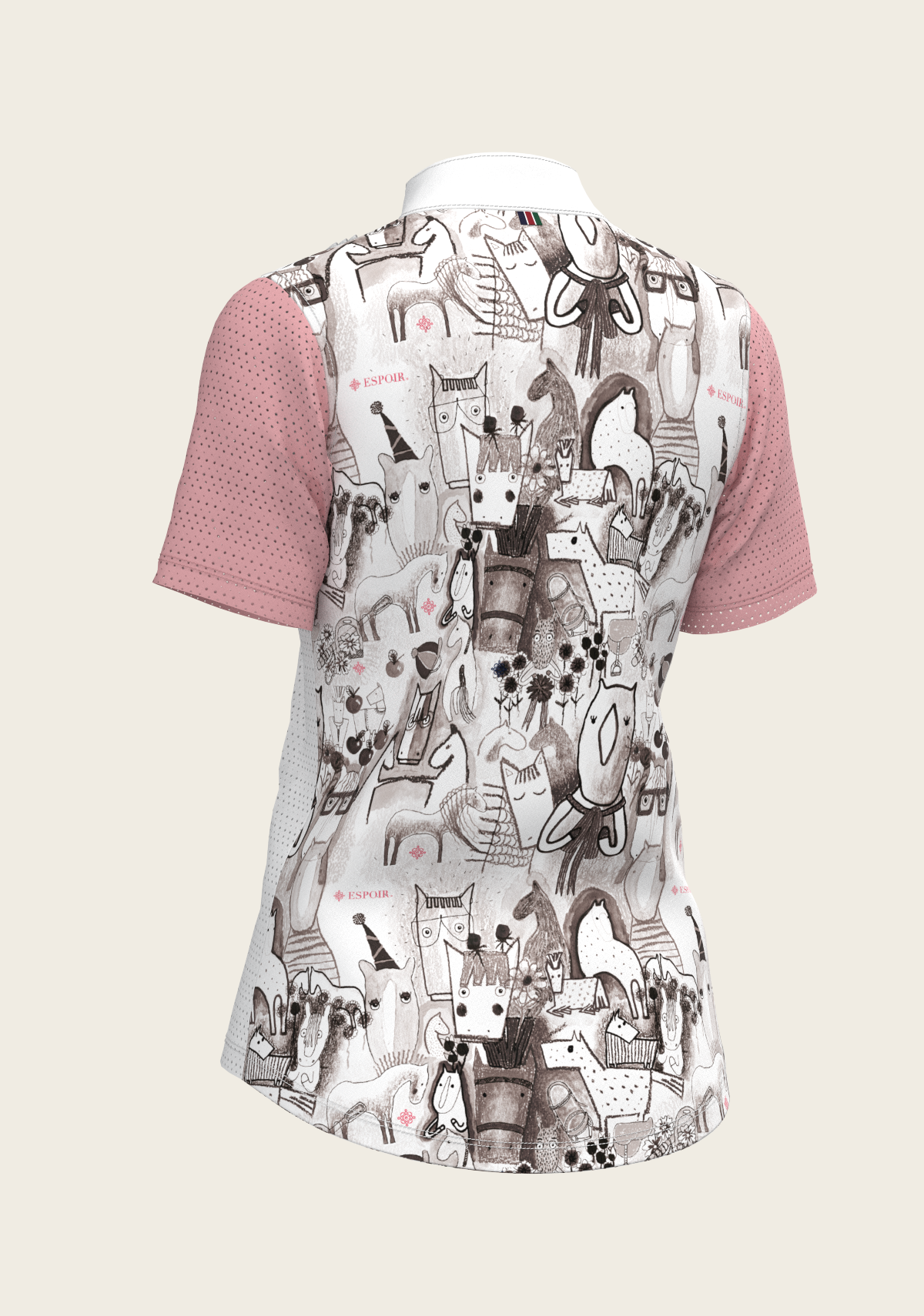 Espoir - The Horse Fair Monochrome Short Pleated with Rose Short Sleeve Show Shirt