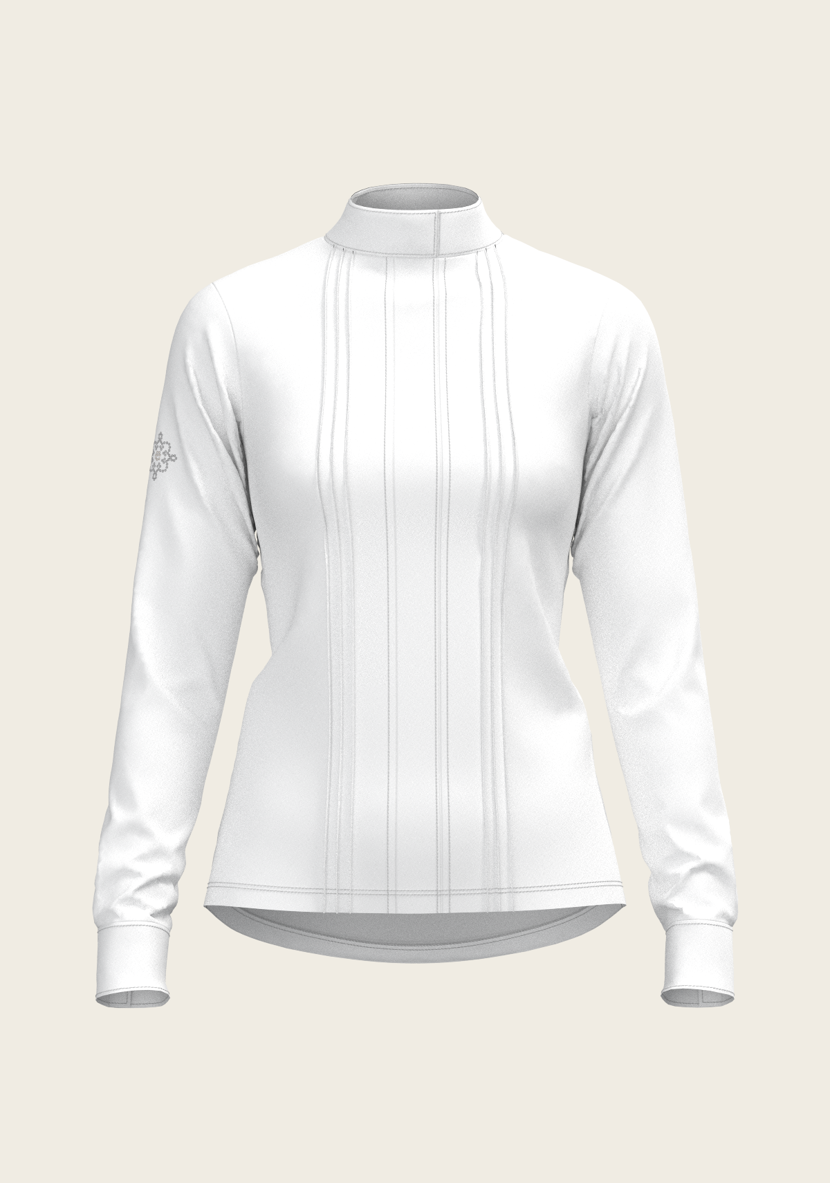 Espoir - White Long Pleated Long Sleeve Sleeve Show Shirt