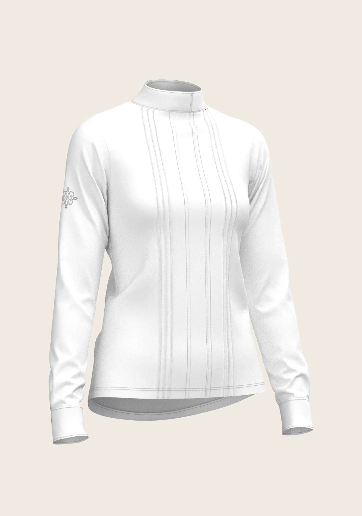 Espoir - White Long Pleated Long Sleeve Sleeve Show Shirt