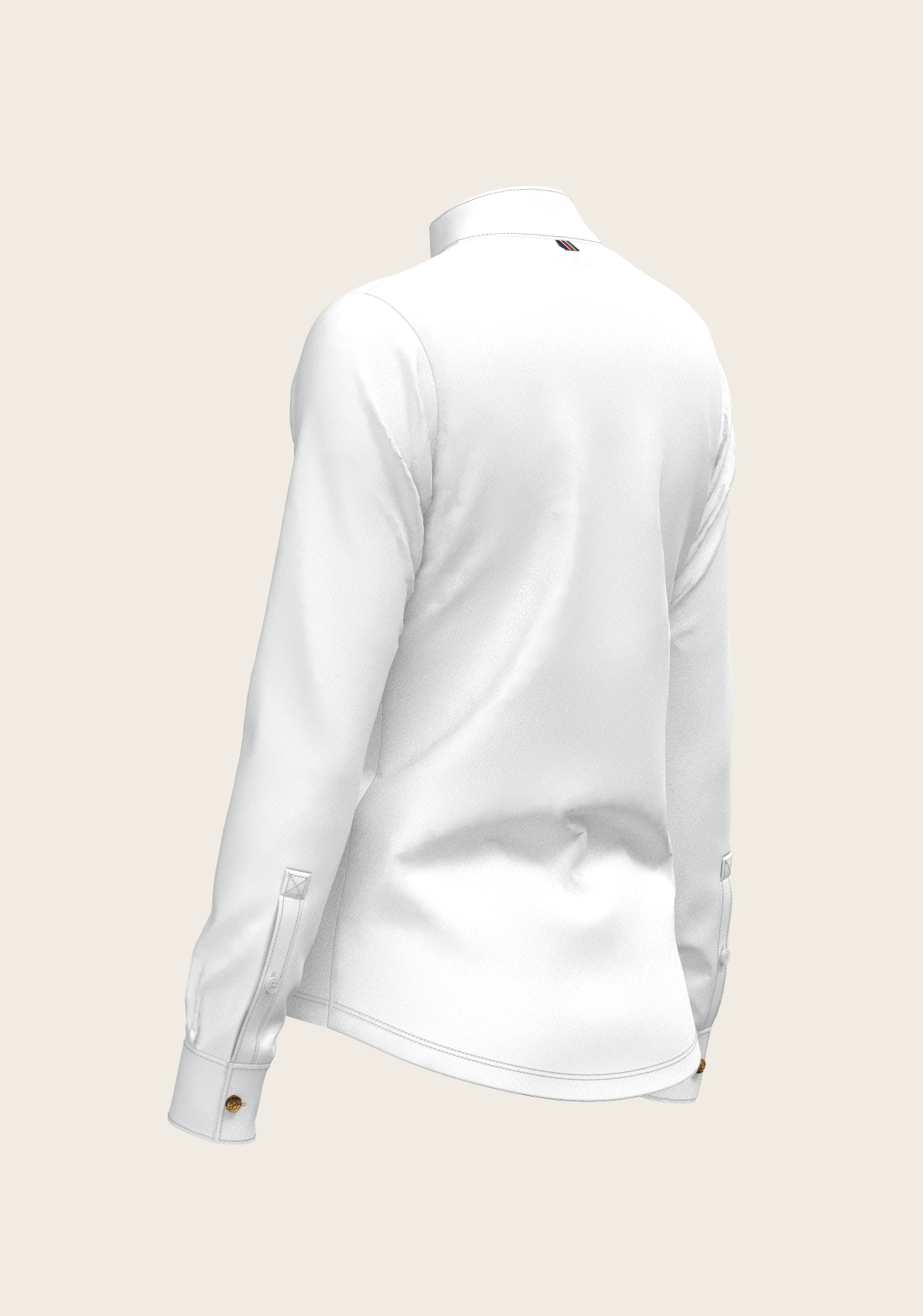 Espoir - White Long Pleated Long Sleeve Sleeve Show Shirt