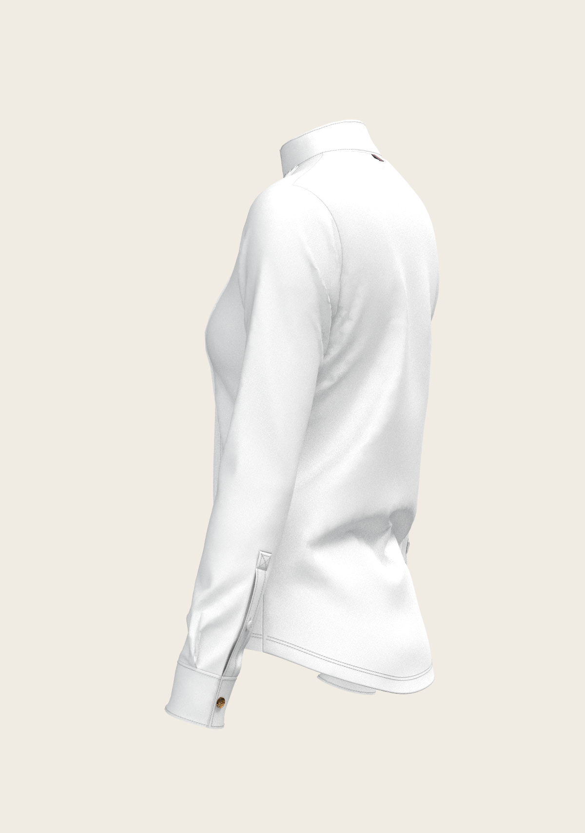 Espoir - White Long Pleated Long Sleeve Sleeve Show Shirt