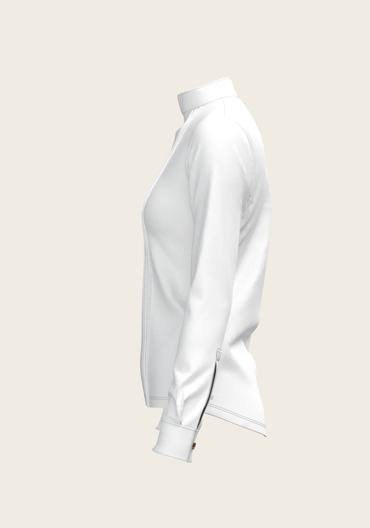 Espoir - White Long Pleated Long Sleeve Sleeve Show Shirt