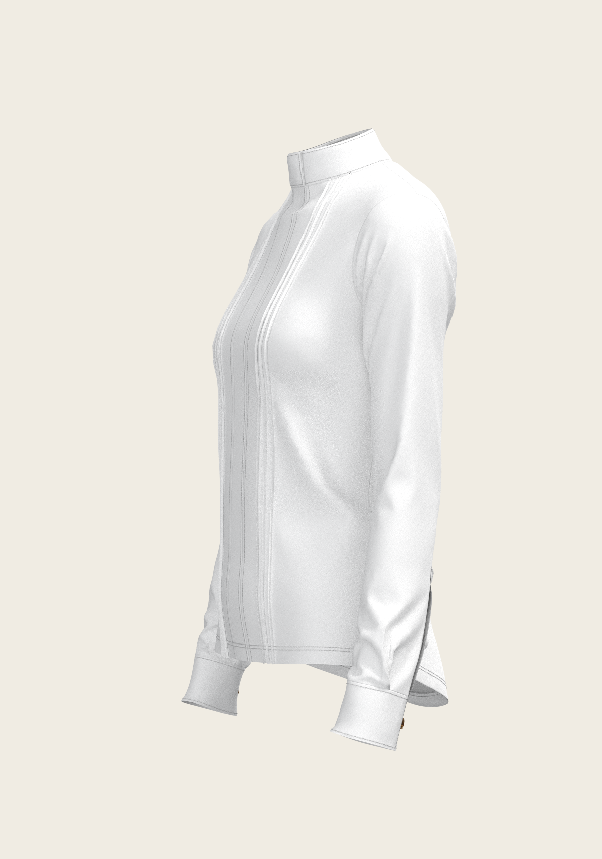 Espoir - White Long Pleated Long Sleeve Sleeve Show Shirt