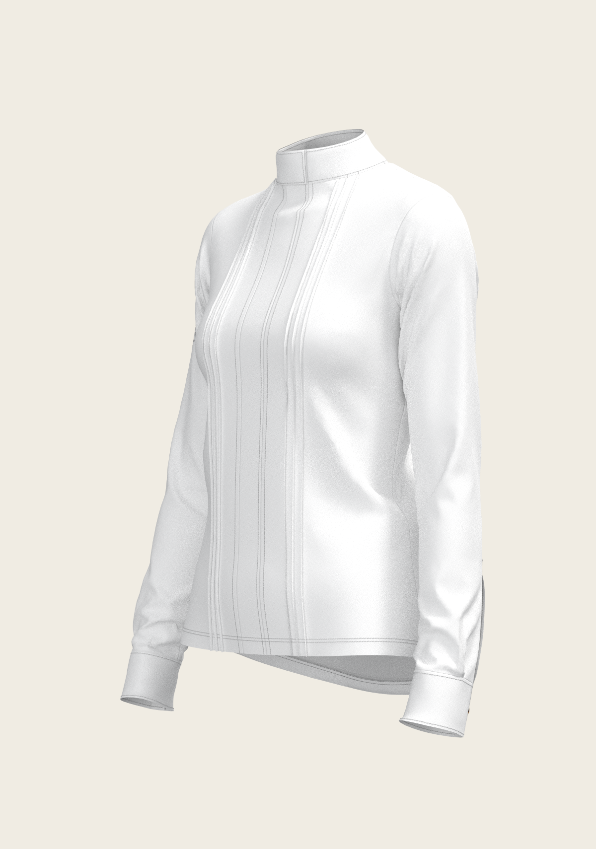 Espoir - White Long Pleated Long Sleeve Sleeve Show Shirt