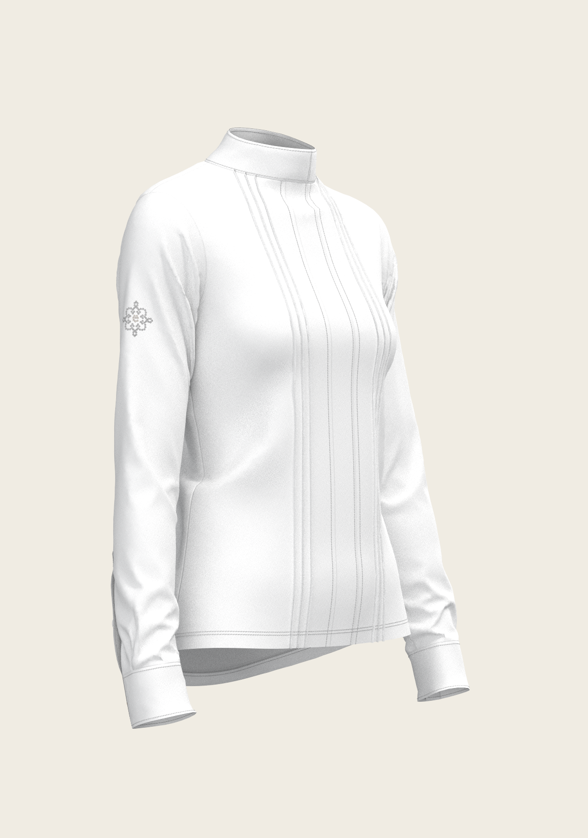 Espoir - White Long Pleated Long Sleeve Sleeve Show Shirt