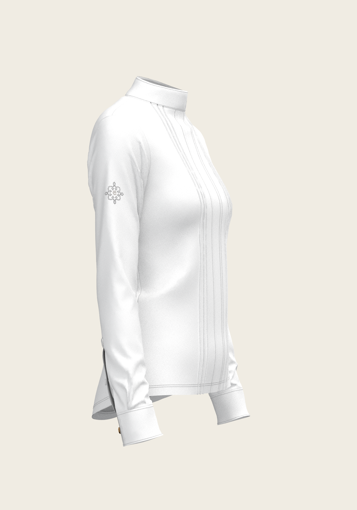 Espoir - White Long Pleated Long Sleeve Sleeve Show Shirt