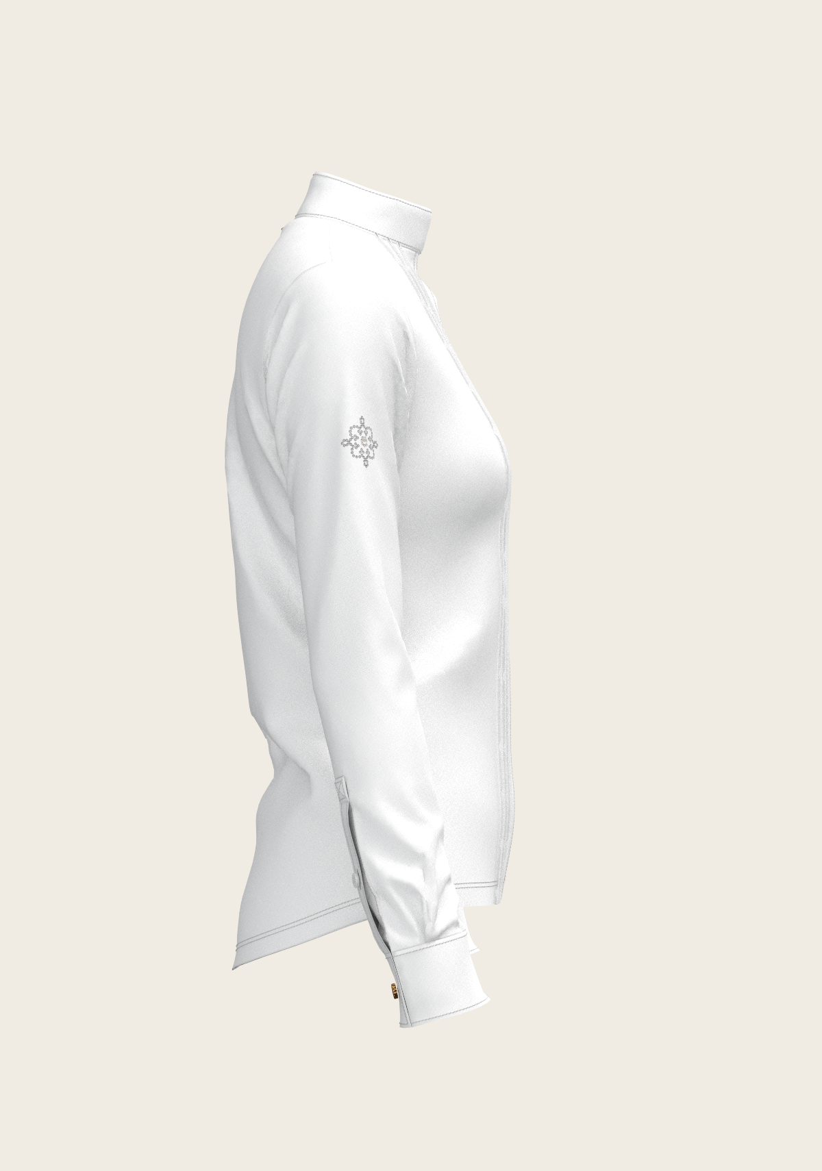 Espoir - White Long Pleated Long Sleeve Sleeve Show Shirt
