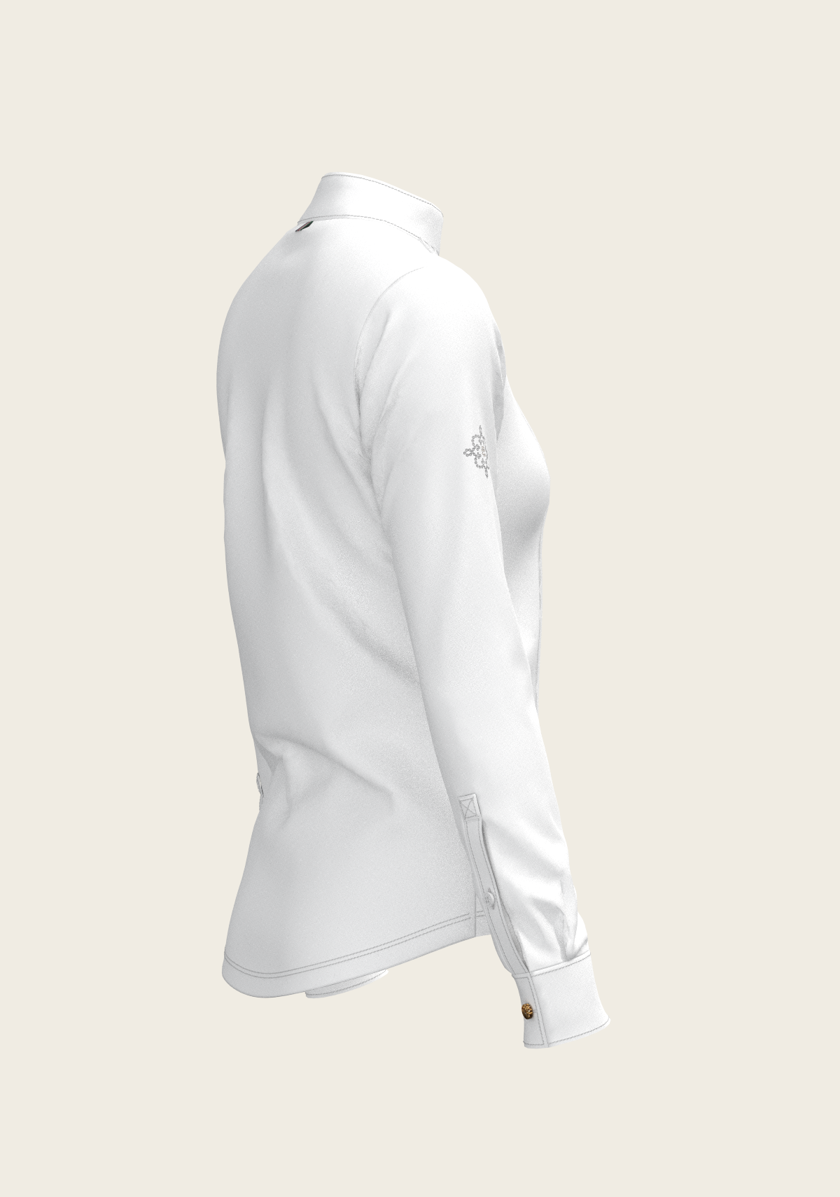 Espoir - White Long Pleated Long Sleeve Sleeve Show Shirt