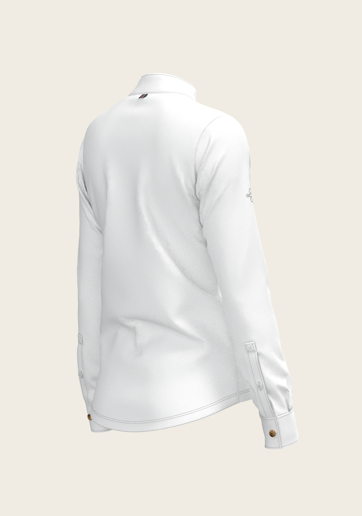Espoir - White Long Pleated Long Sleeve Sleeve Show Shirt