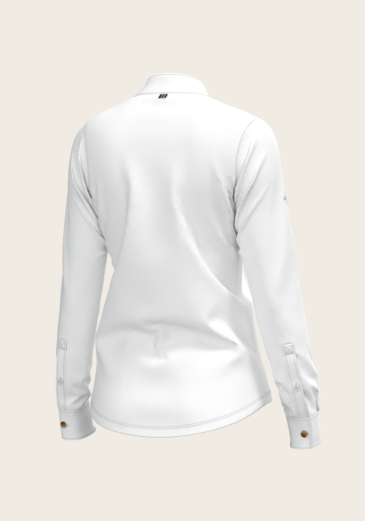 Espoir - White Long Pleated Long Sleeve Sleeve Show Shirt