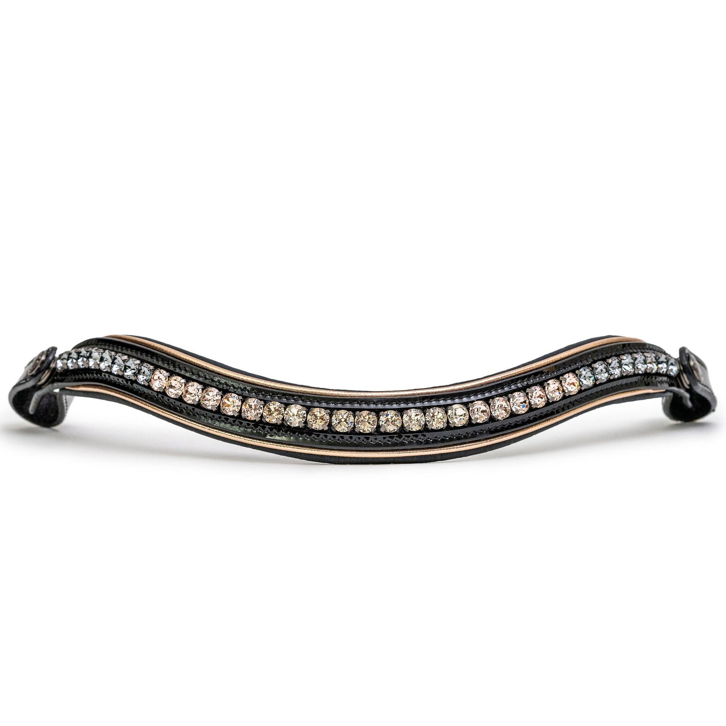 Halter Ego - The Gotham Black Patent Snaffle Bridle – Patent Leather | Croc Print | Ombre Austrian Crystal Browband