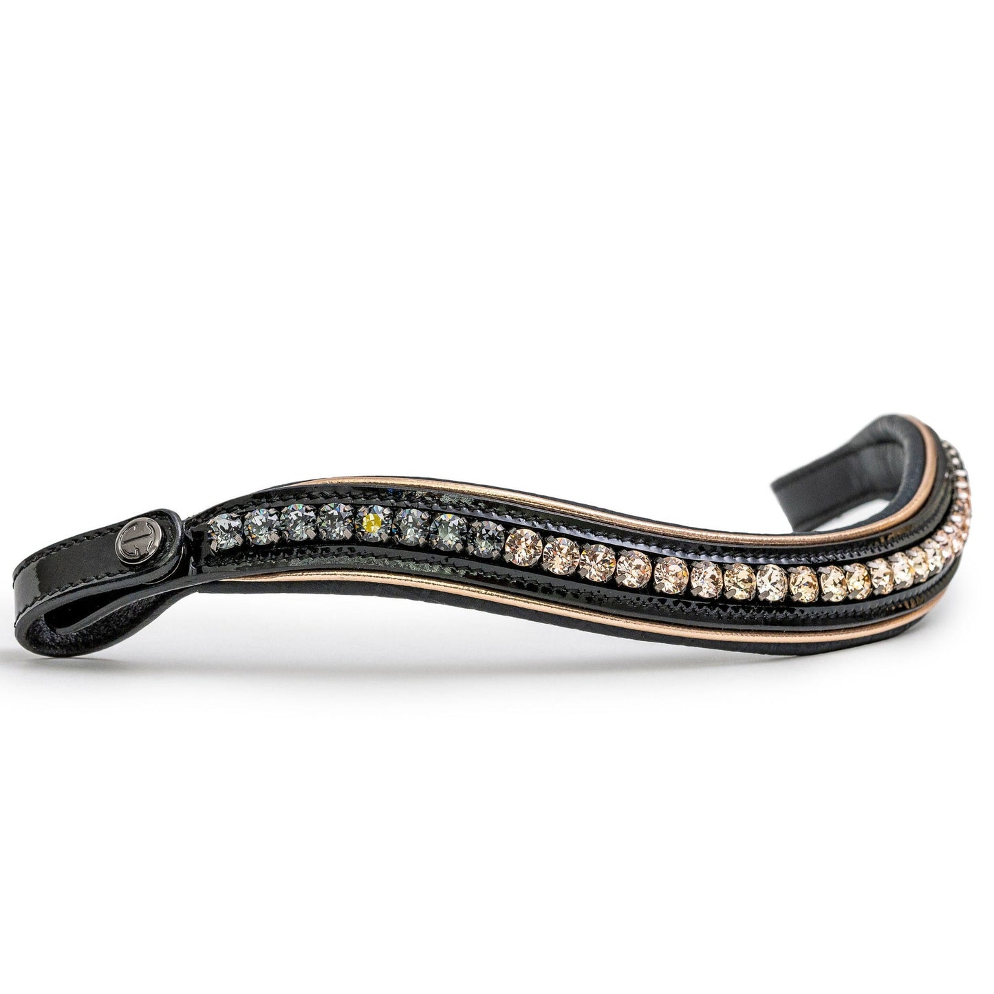 Halter Ego - The Gotham Black Patent Snaffle Bridle – Patent Leather | Croc Print | Ombre Austrian Crystal Browband