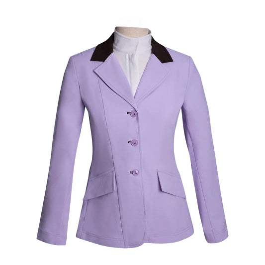 Grand Prix Ladies EQJ 3 Button Show Coat, Lilac with Chocolate Collar